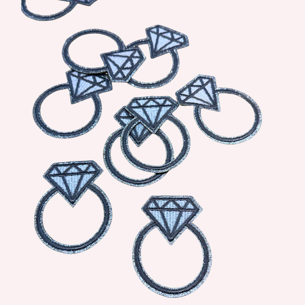 Diamond Ring Iron-On Embroidery Patch | Wedding Patch | Bride Jacket DIY | Single Ring Appliqué