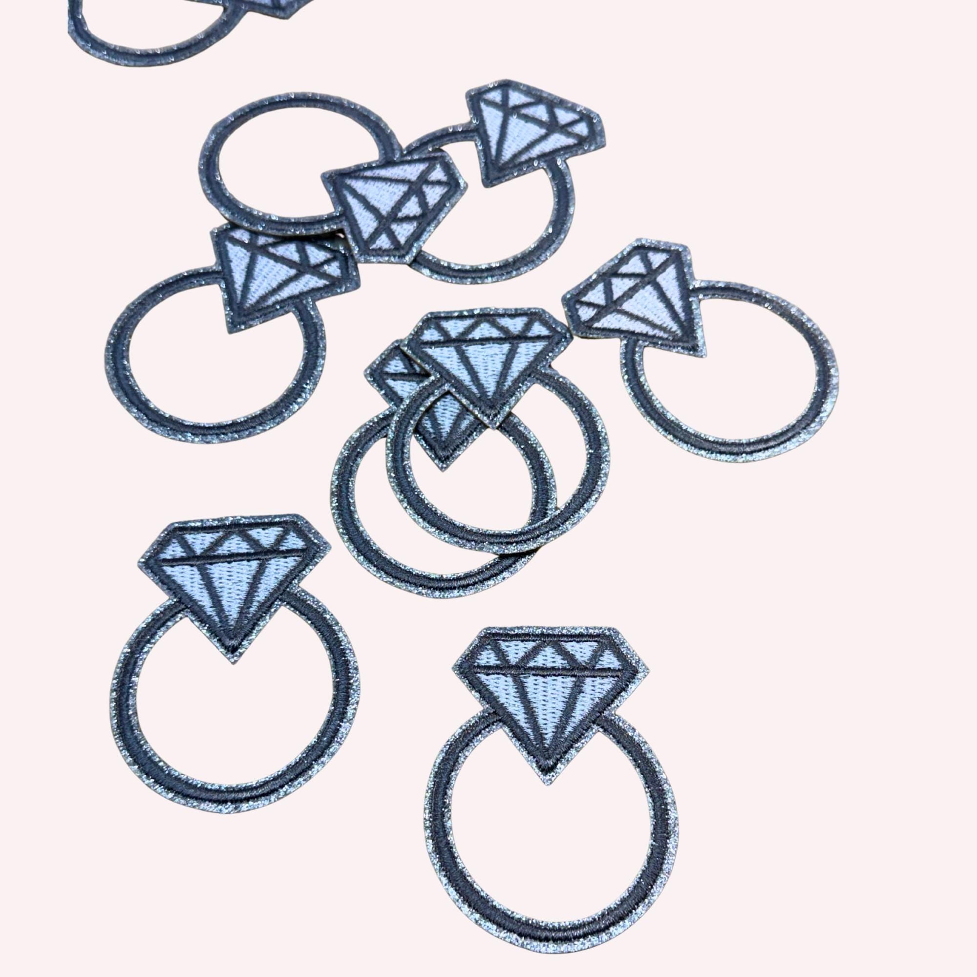 Diamond Ring Iron-On Embroidery Patch | Wedding Patch | Bride Jacket DIY | Single Ring Appliqué
