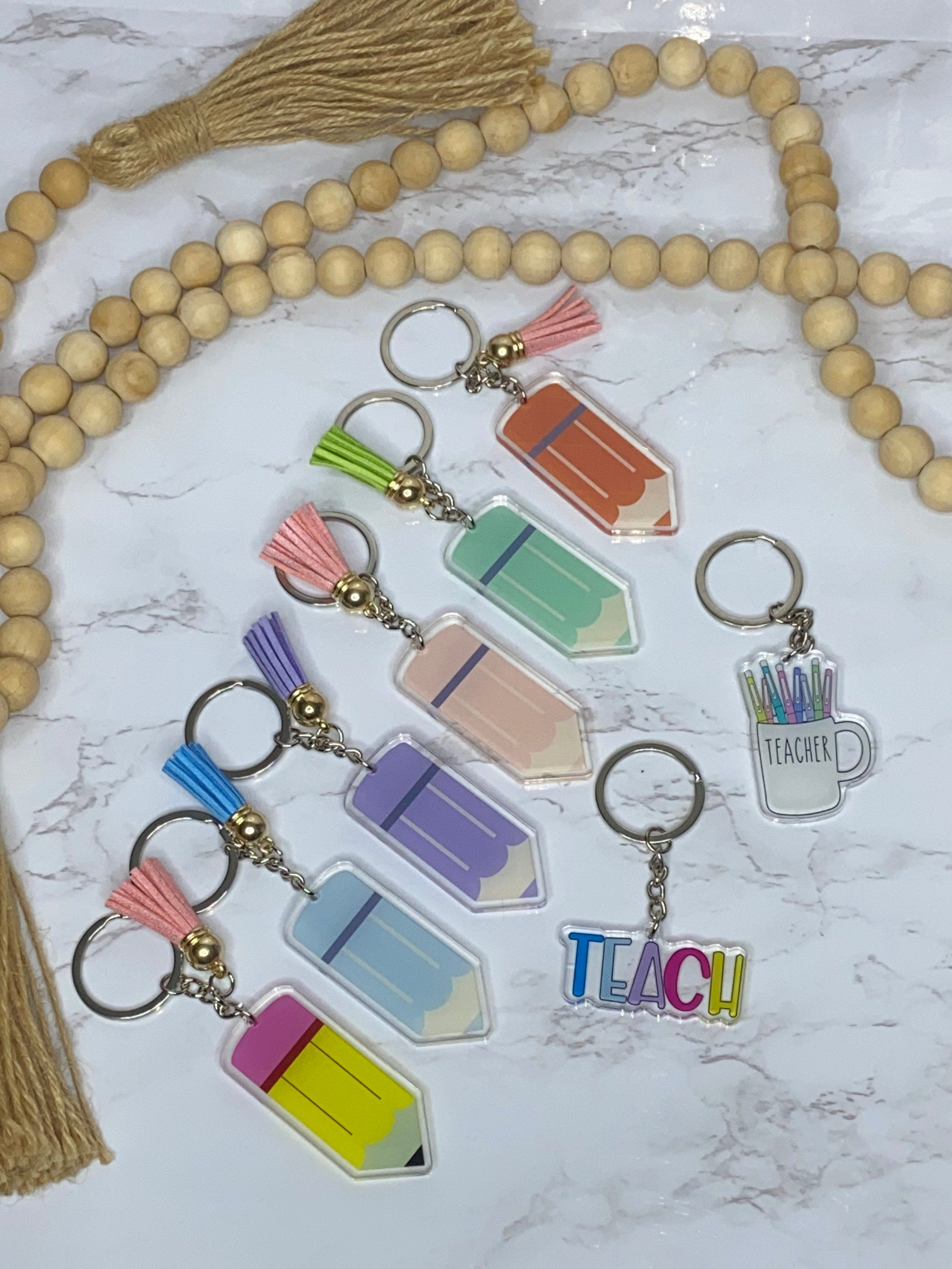 Teacher Keychains - Pastel Pencil Keychains
