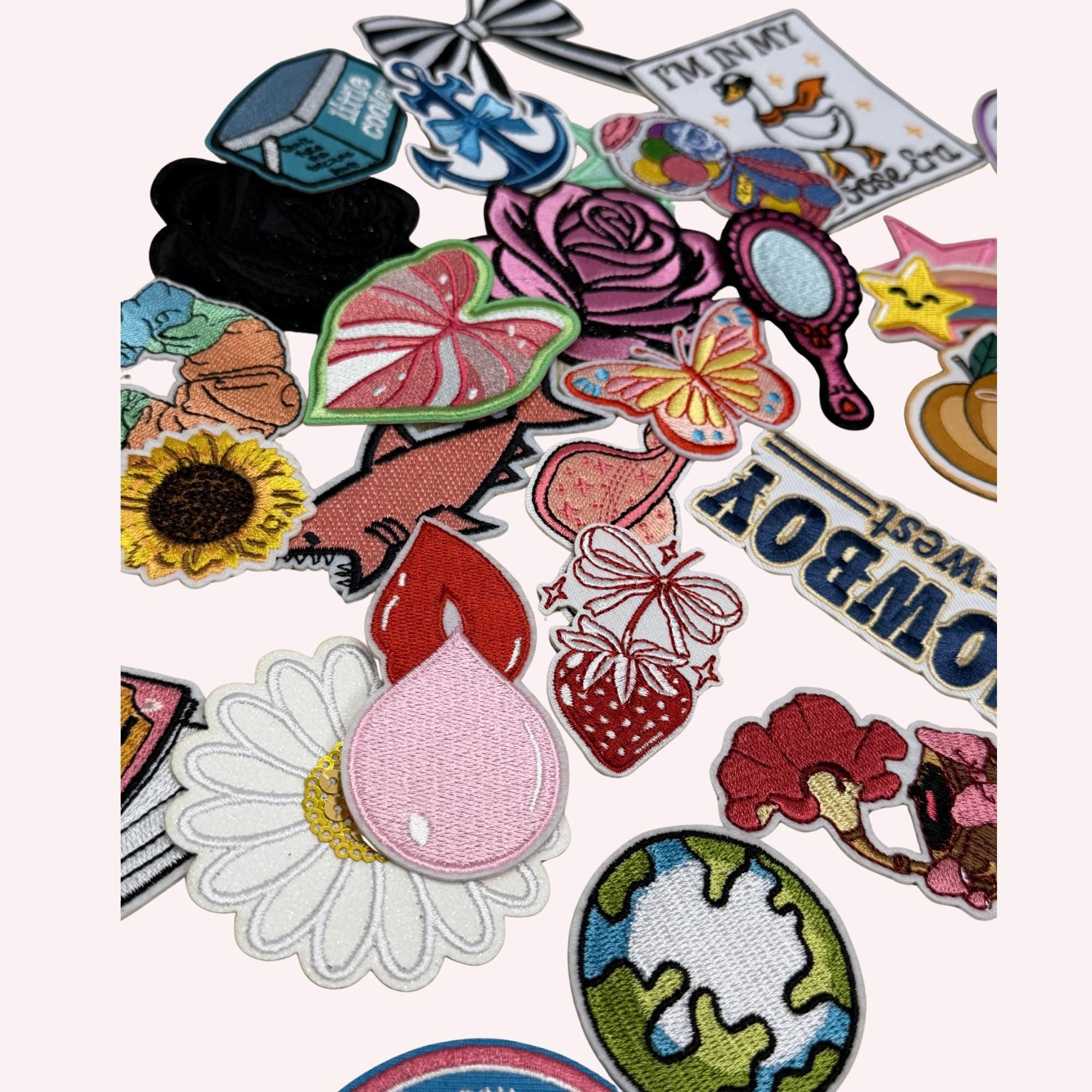 Playful Eclectic Patch Bundle – 40-Piece Iron-On Embroidery Set