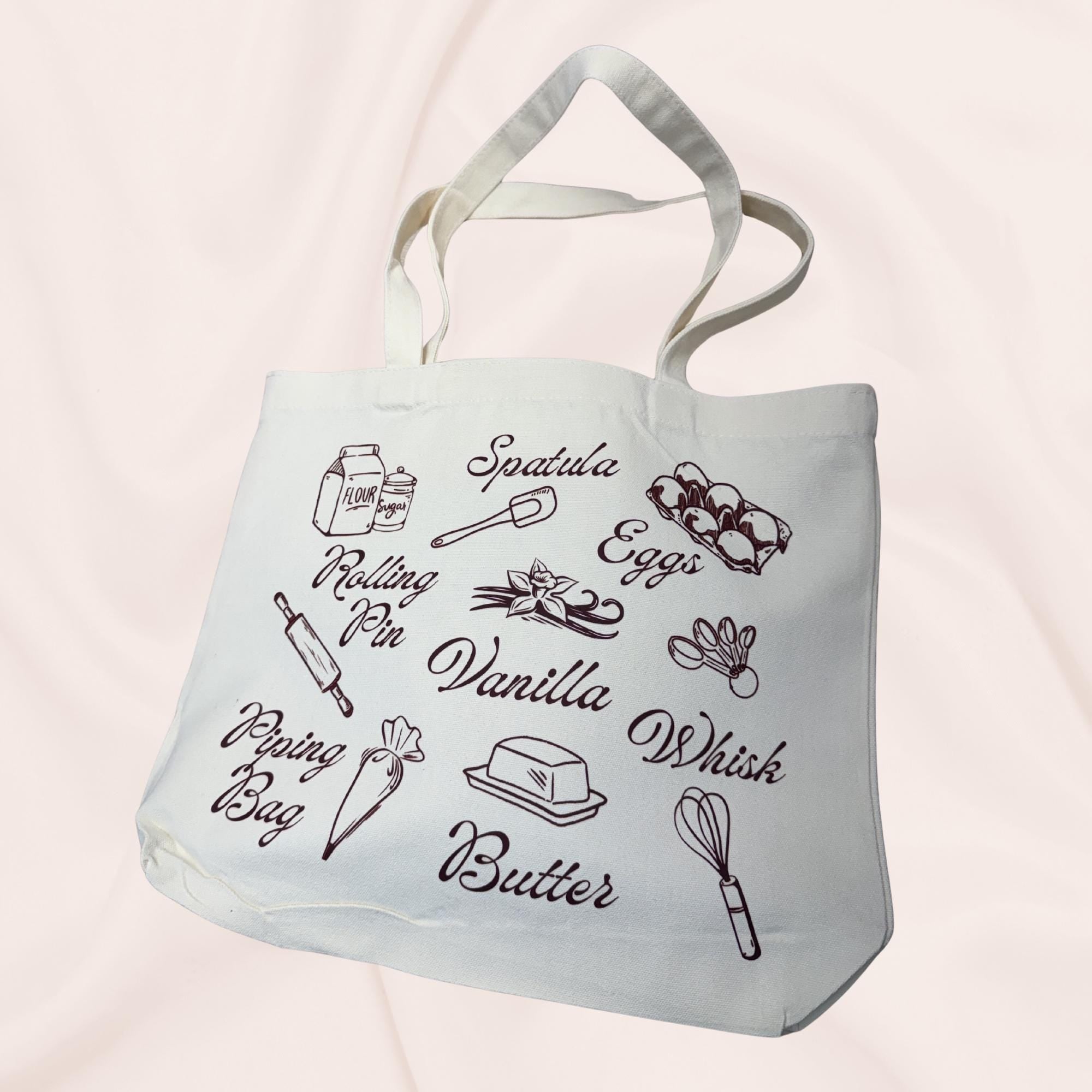 Minimalist Baking Canvas Tote Bag, Baker Gift, Baking Essentials Tote, Cute Baking Bag, Gift for Baker, Kitchen Lover Tote, Pastry Chef Gift