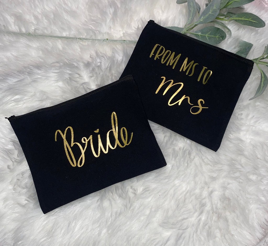 Bride Cosmetic Bag – Canvas pouch with Engagement Ring Design
