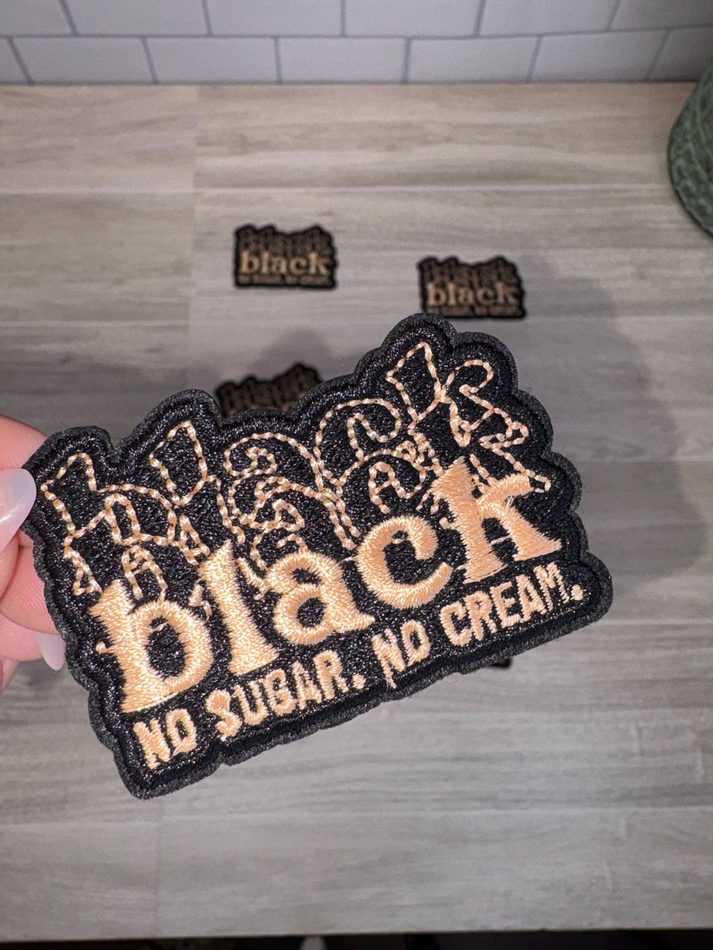 Black No Sugar No Cream. Embroidery Patch (2–3.5”)