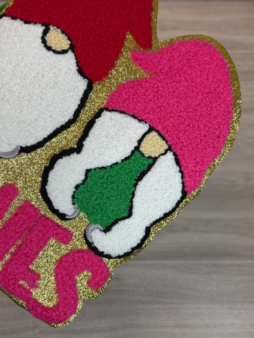 Gnomies Christmas Chenille Patch (9”) | Iron-On Holiday Applique