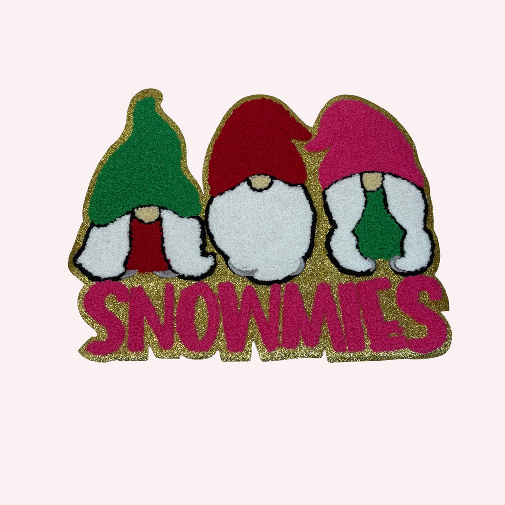 Gnomies Christmas Chenille Patch (9”) | Iron-On Holiday Applique