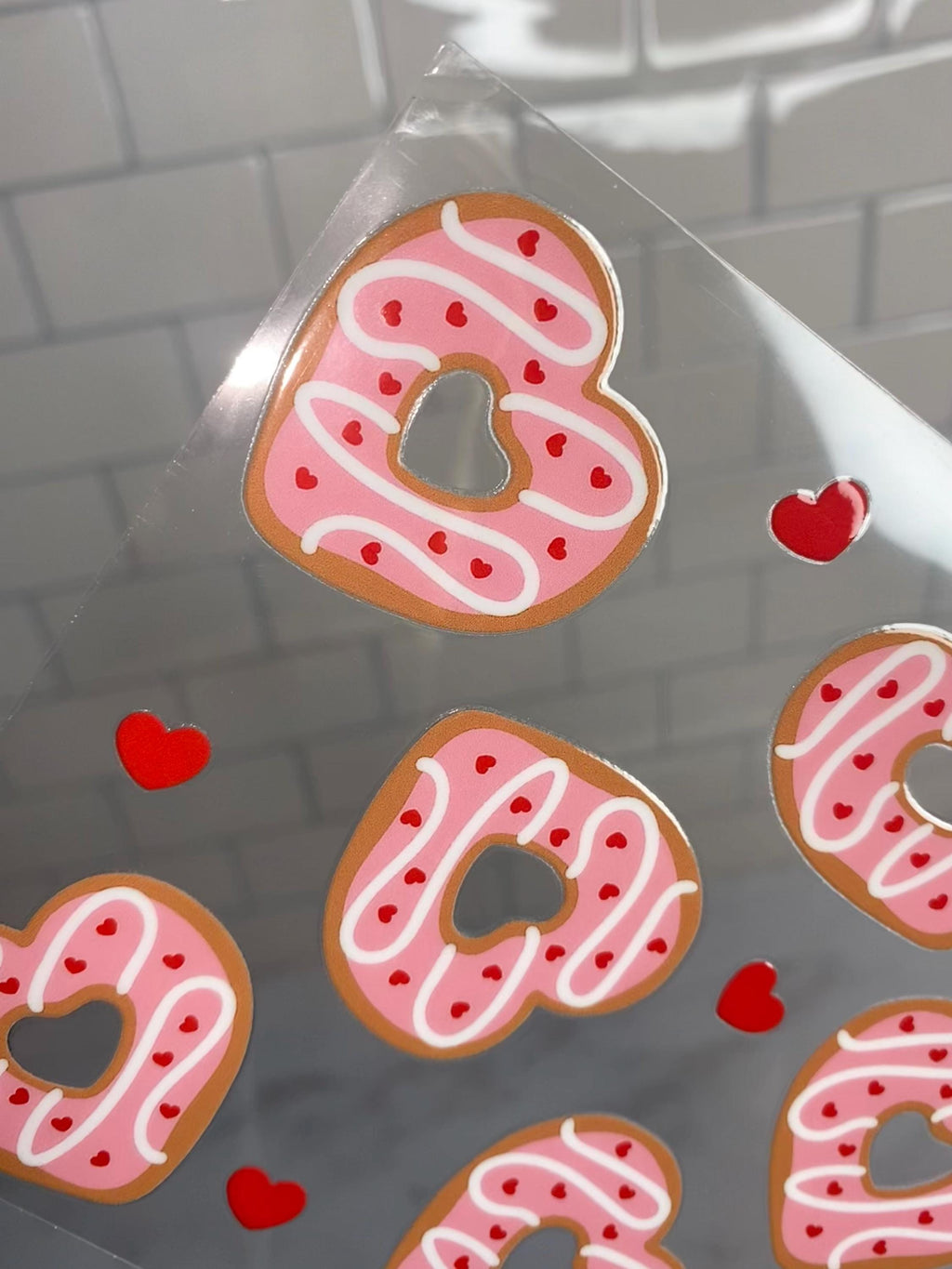 Heart Sprinkled Donut UV DTF Wrap: 16oz Tumbler Decal