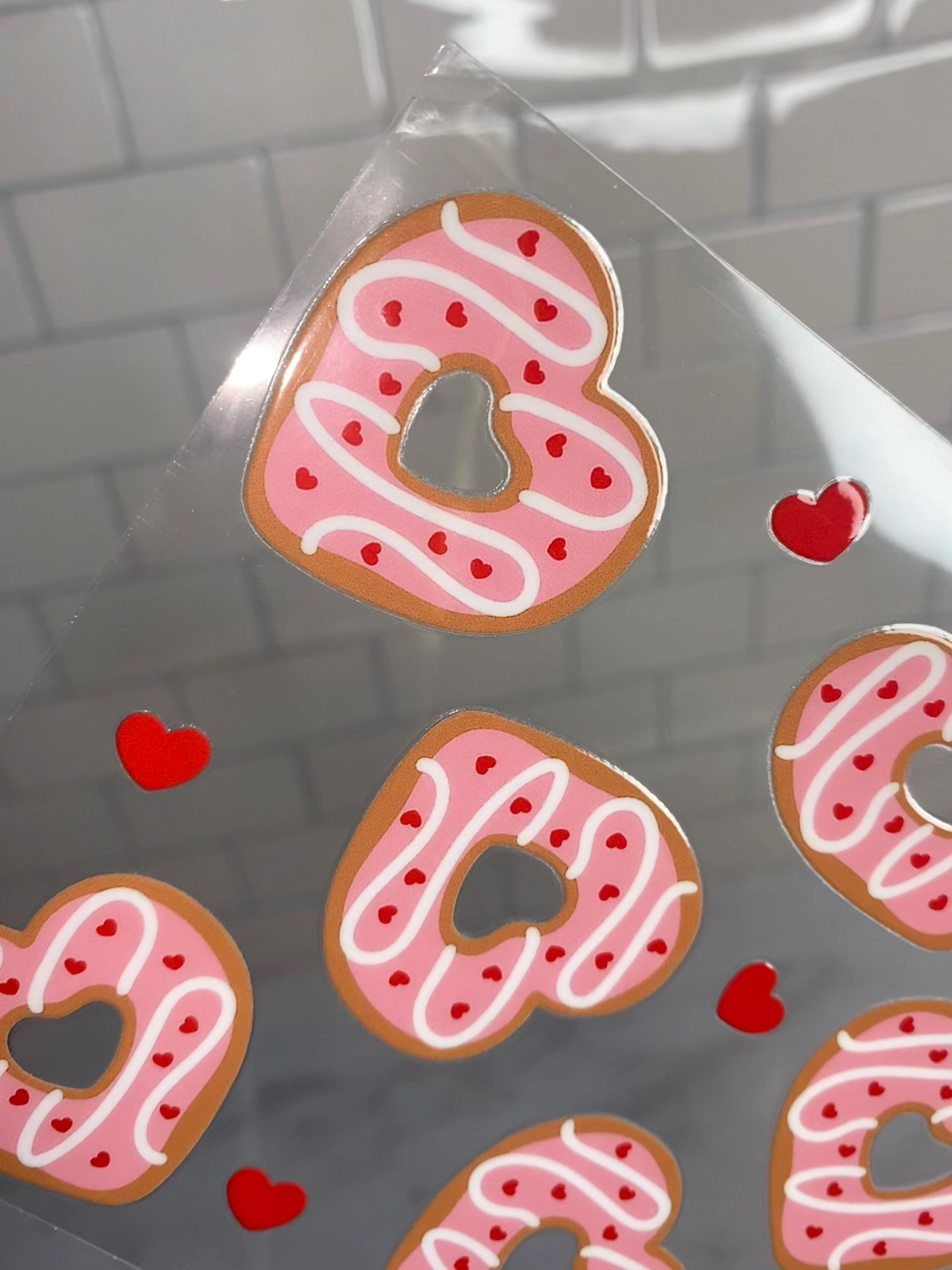Heart Sprinkled Donut UV DTF Wrap: 16oz Tumbler Decal