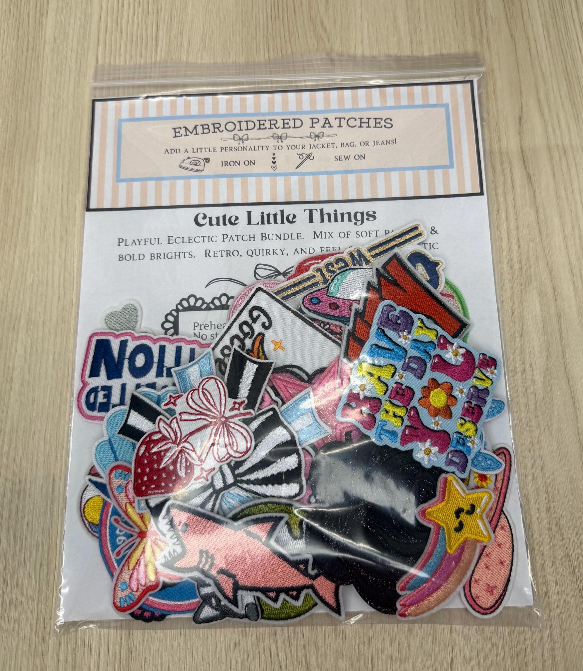 Playful Eclectic Patch Bundle – 40-Piece Iron-On Embroidery Set