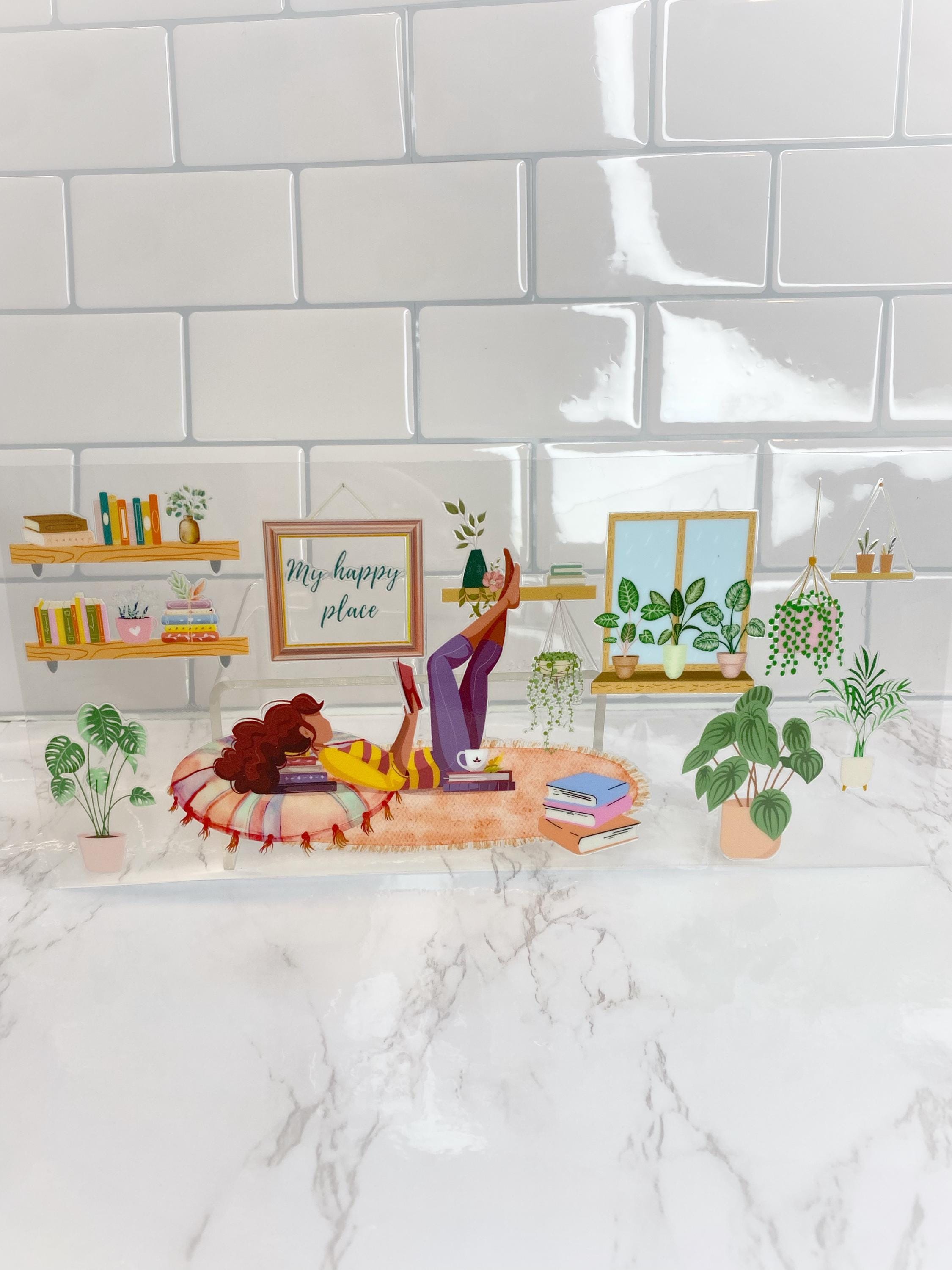 Plant and Book Lover 16oz Tumbler Wrap: My Happy Place UV DTF