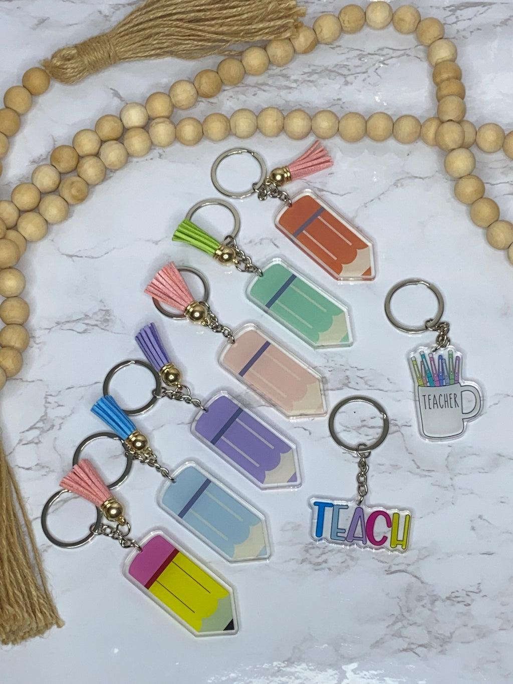 Teacher Keychains - Pastel Pencil Keychains