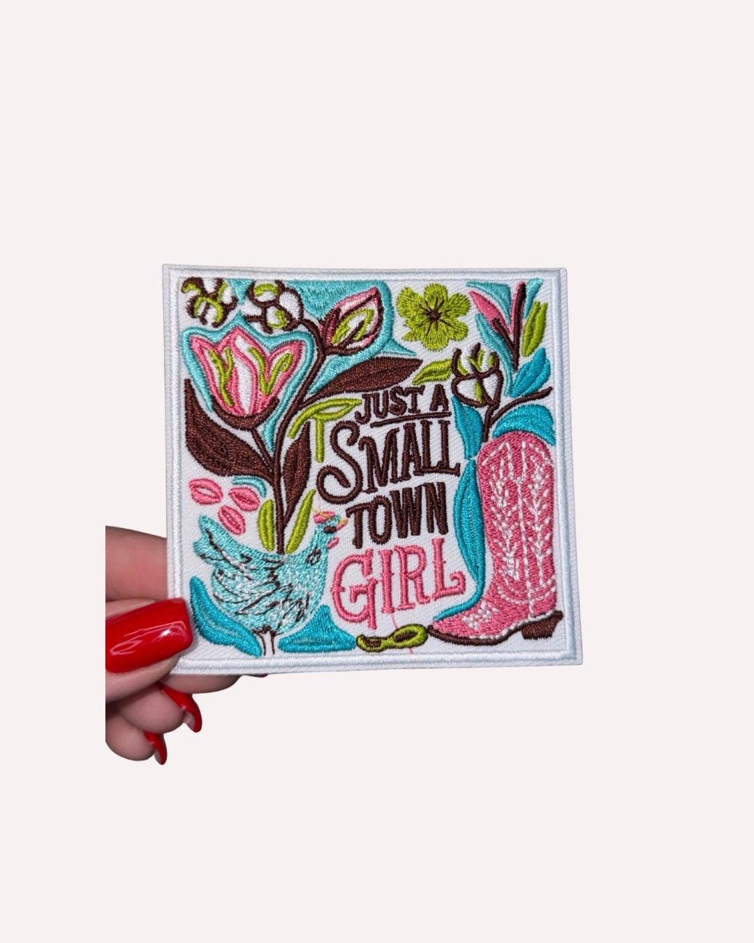 Just a Small Town Girl Iron-On Patch | Floral Western Embroidered Patch | Country Style Clothing Patch