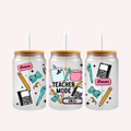 Teacher Mode Cup Wrap | Cute Colorful Teacher Appreciation Libbey Glass Can Wrap | Back to School Gift for Teacher | 16oz UV DTF Transfer Decal