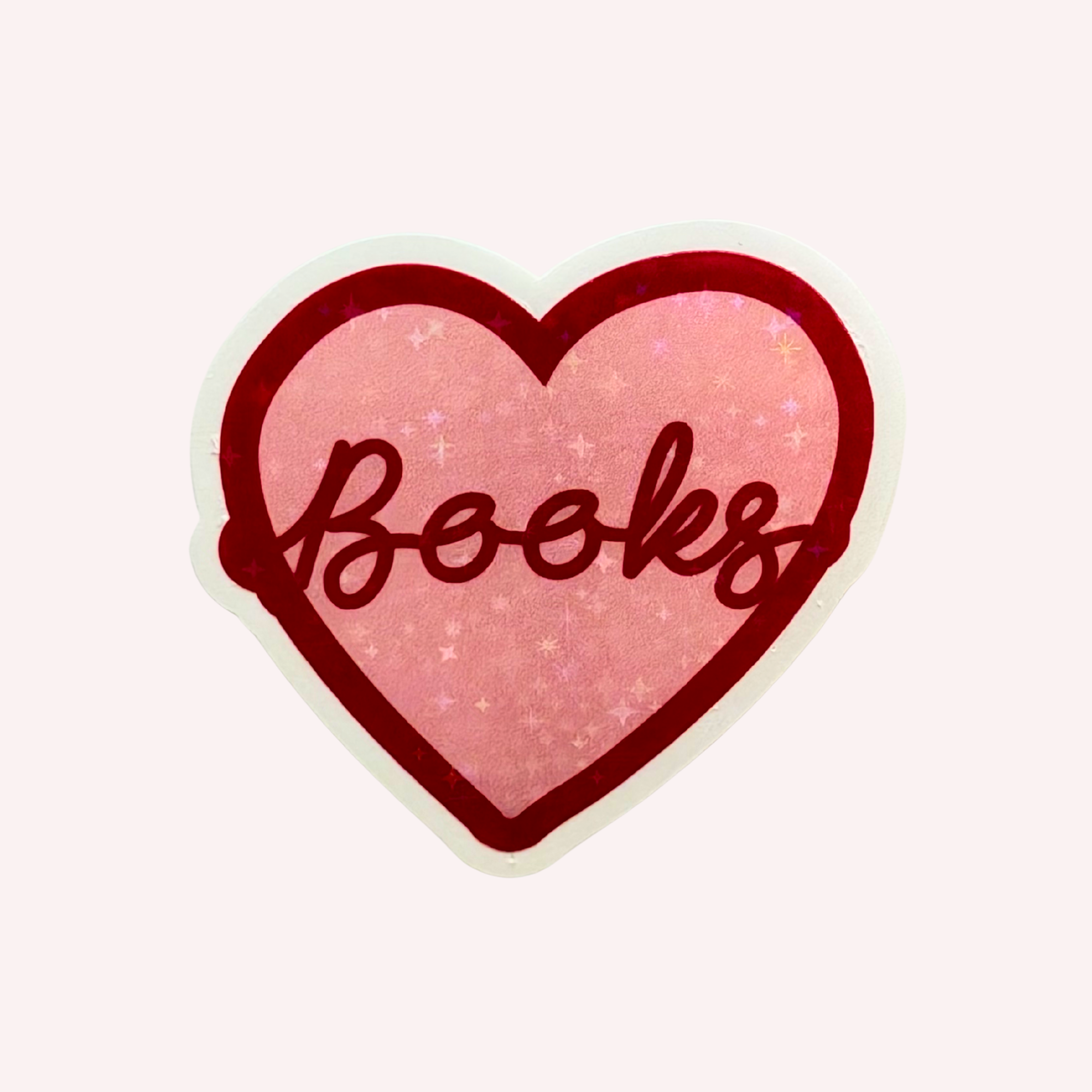 Books Heart Sticker | Cute Book Lover Sticker | Pink Heart Holographic Sticker | Bookish Decal | Laptop & Water Bottle Sticker