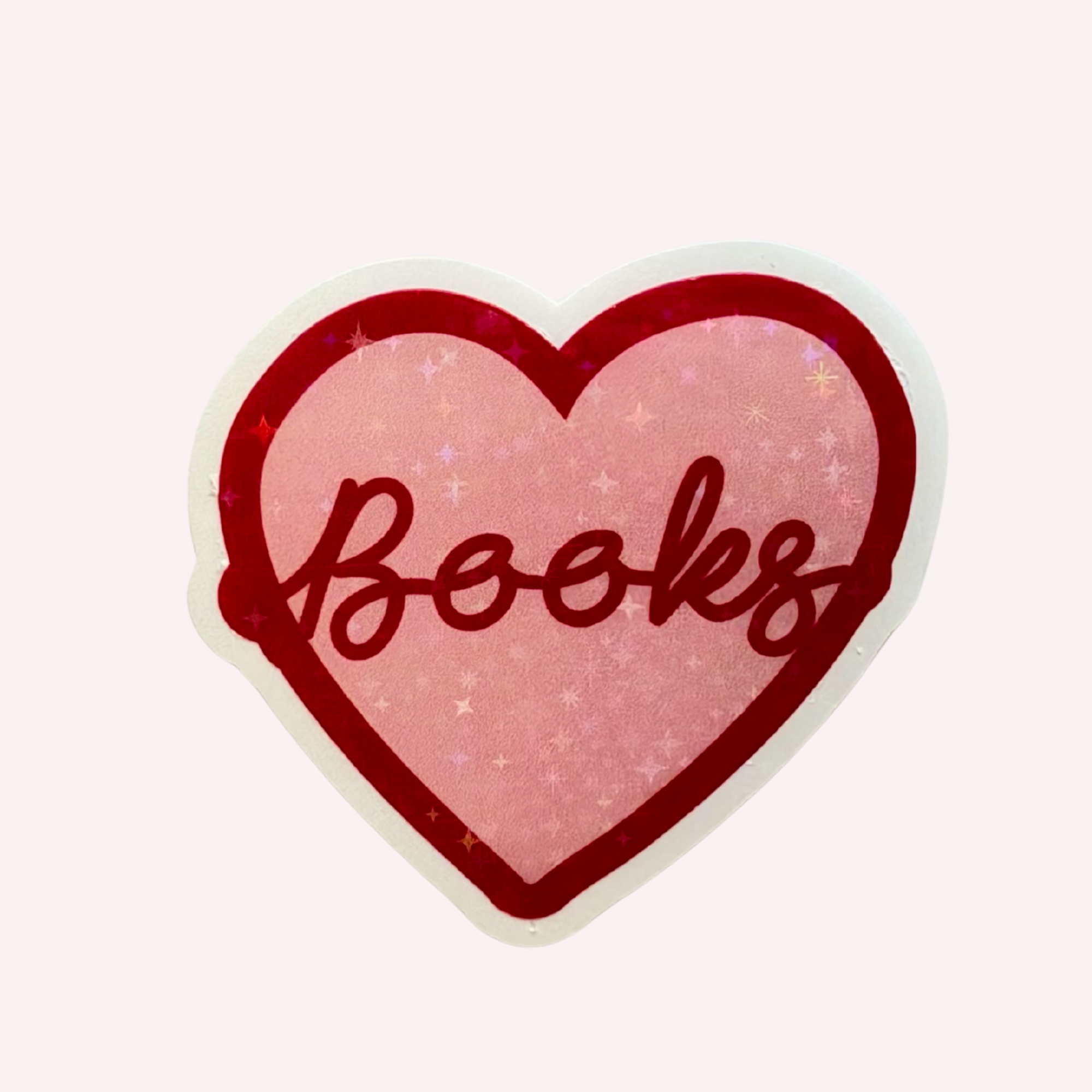 Books Heart Sticker | Cute Book Lover Sticker | Pink Heart Holographic Sticker | Bookish Decal | Laptop & Water Bottle Sticker
