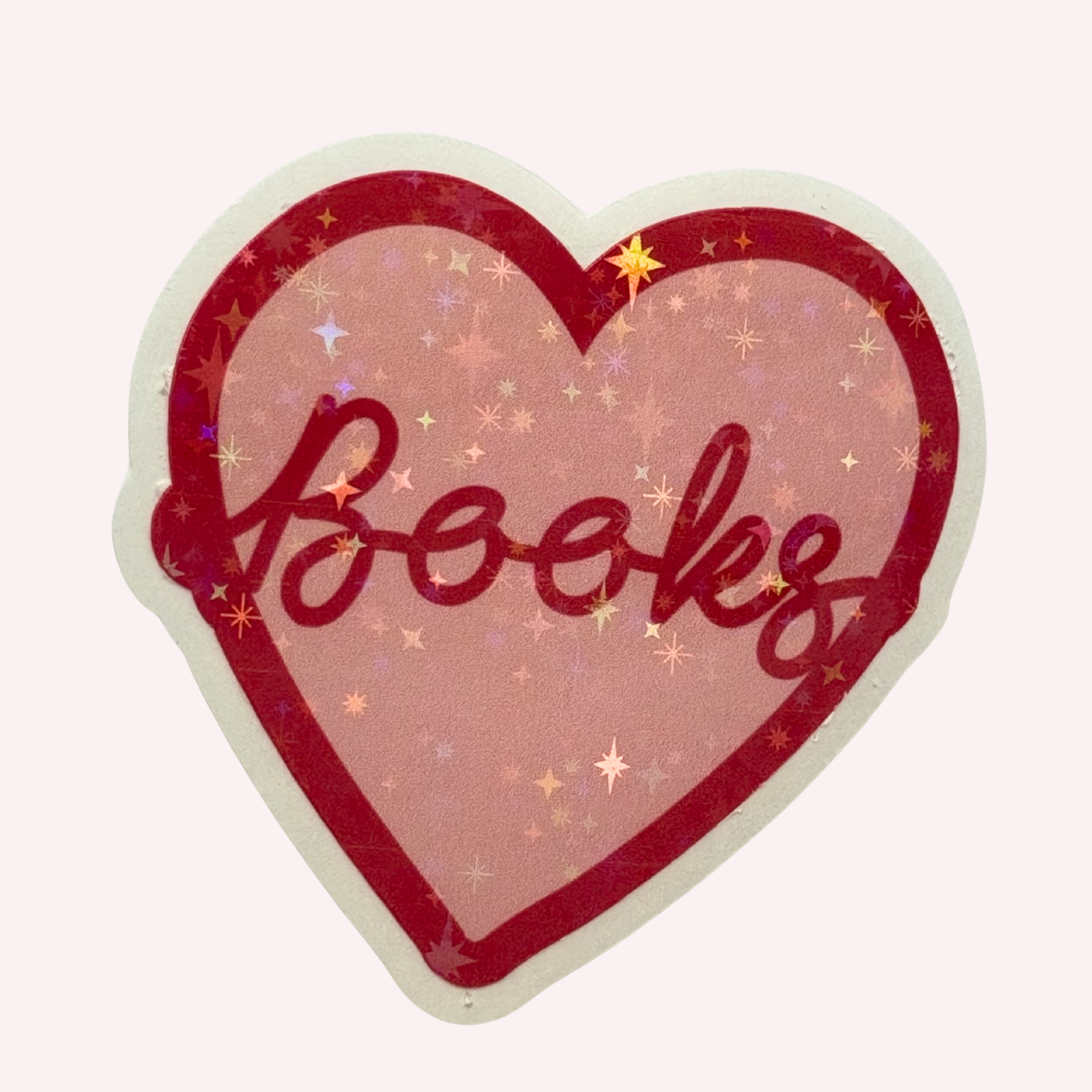 Books Heart Sticker | Cute Book Lover Sticker | Pink Heart Holographic Sticker | Bookish Decal | Laptop & Water Bottle Sticker