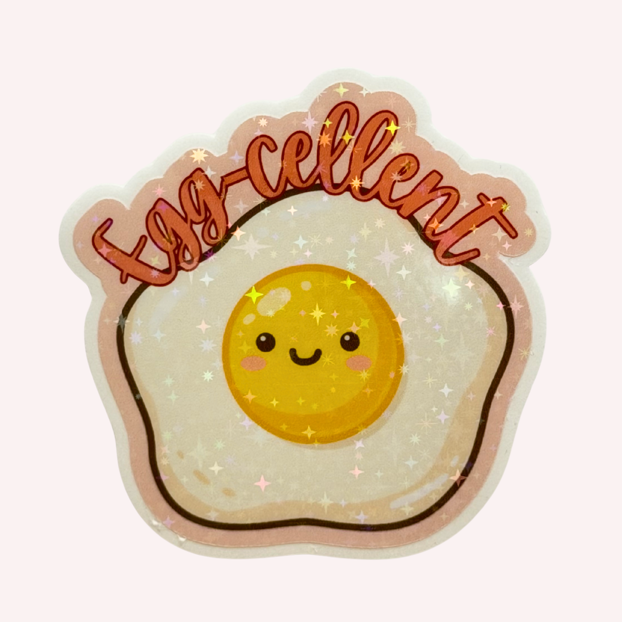 Egg-cellent Sticker | Cute Egg Sticker | Funny Breakfast Holographic Sticker | Food Pun Decal | Laptop & Water Bottle Sticker
