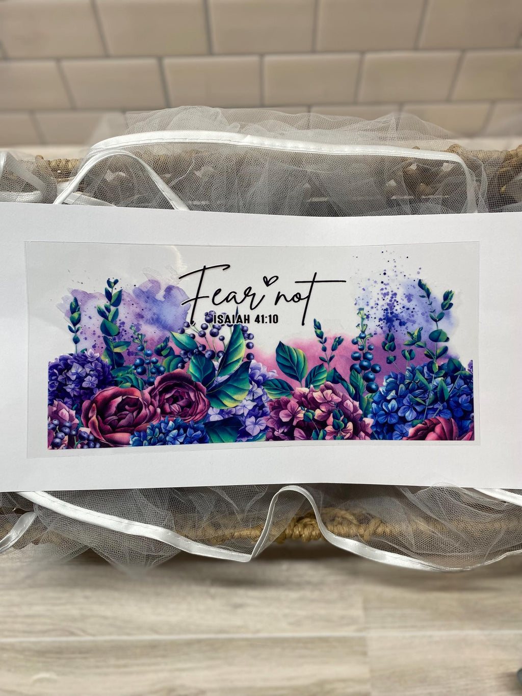 Isaiah 41:10 Floral UV DTF Wrap, 16oz Glass Can Transfer
