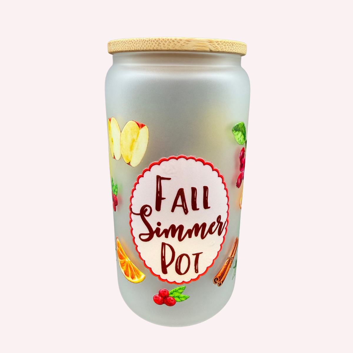 Fall Simmer Pot 16 oz Frosted Glass Tumbler