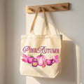 Pink Autumn Tote Bag: Girly Pumpkin Spice Canvas Tote