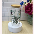 Vintage Hummingbird Floral Frame Glass Cup | 16 oz Libbey Cup with Lid & Straw | Elegant Botanical Drinkware ✨