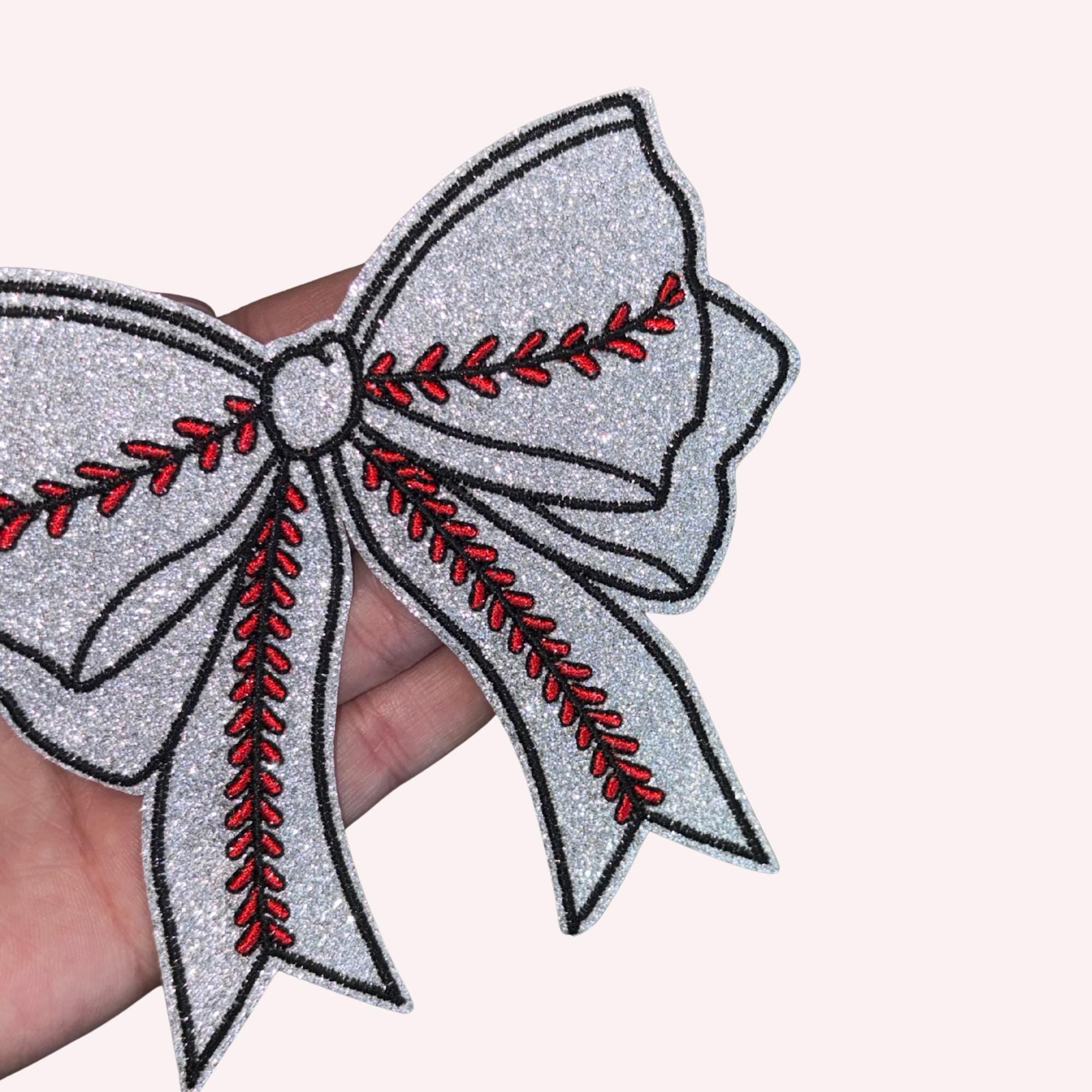 Glitter Embroidery Bow Patch | Baseball patch, Football patch. (4–6”)