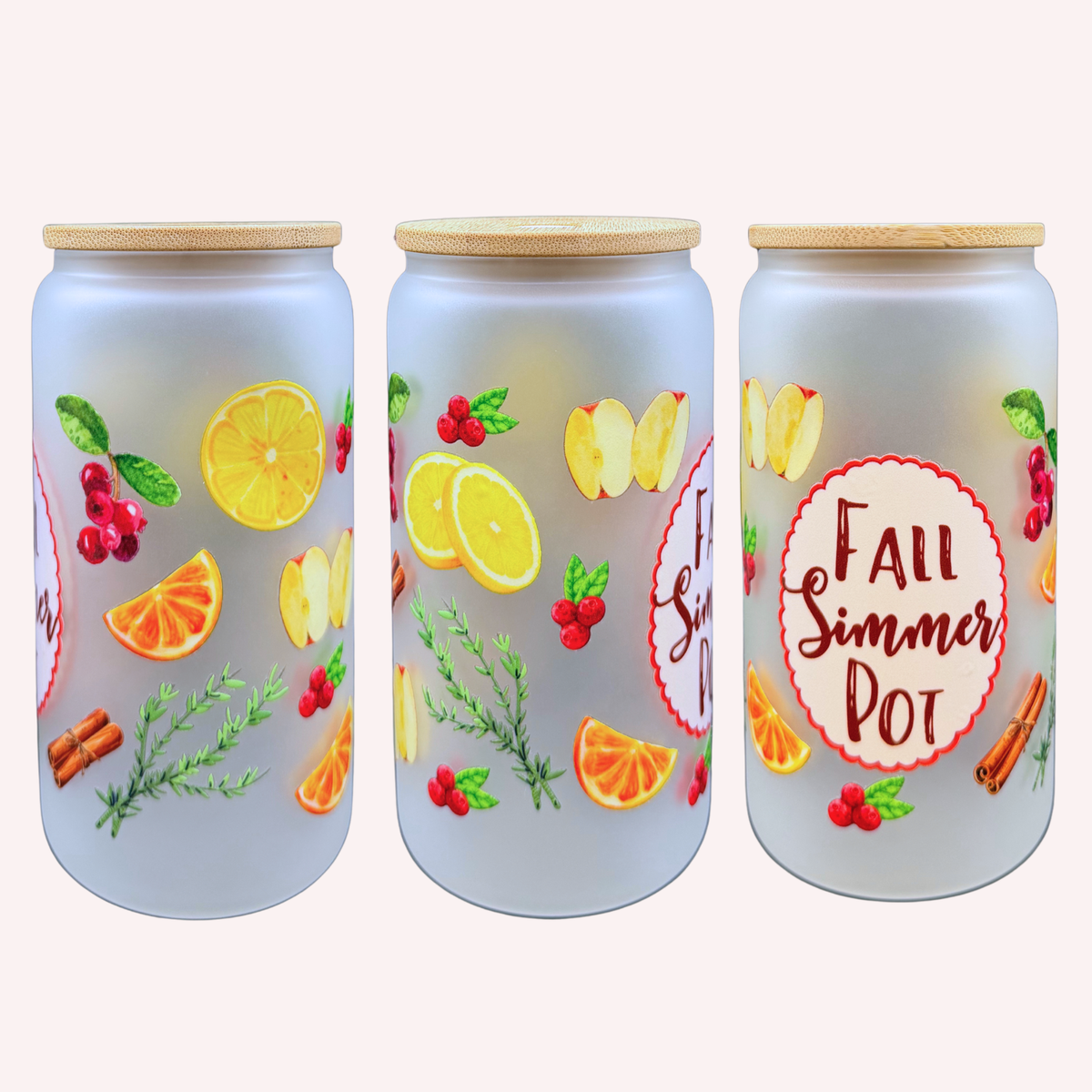 Fall Simmer Pot 16 oz Frosted Glass Tumbler