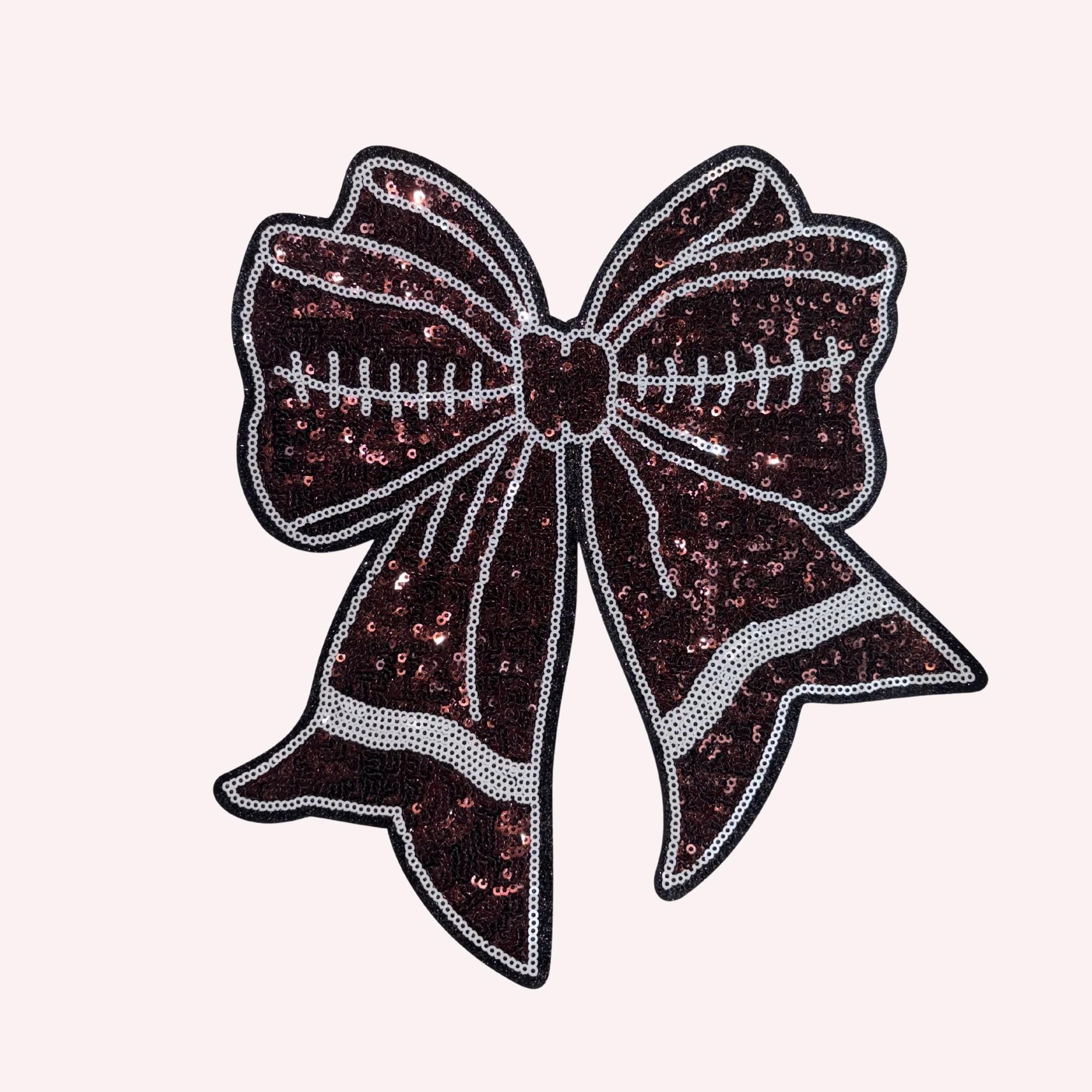 Sequin Football Bow Iron-On Patch