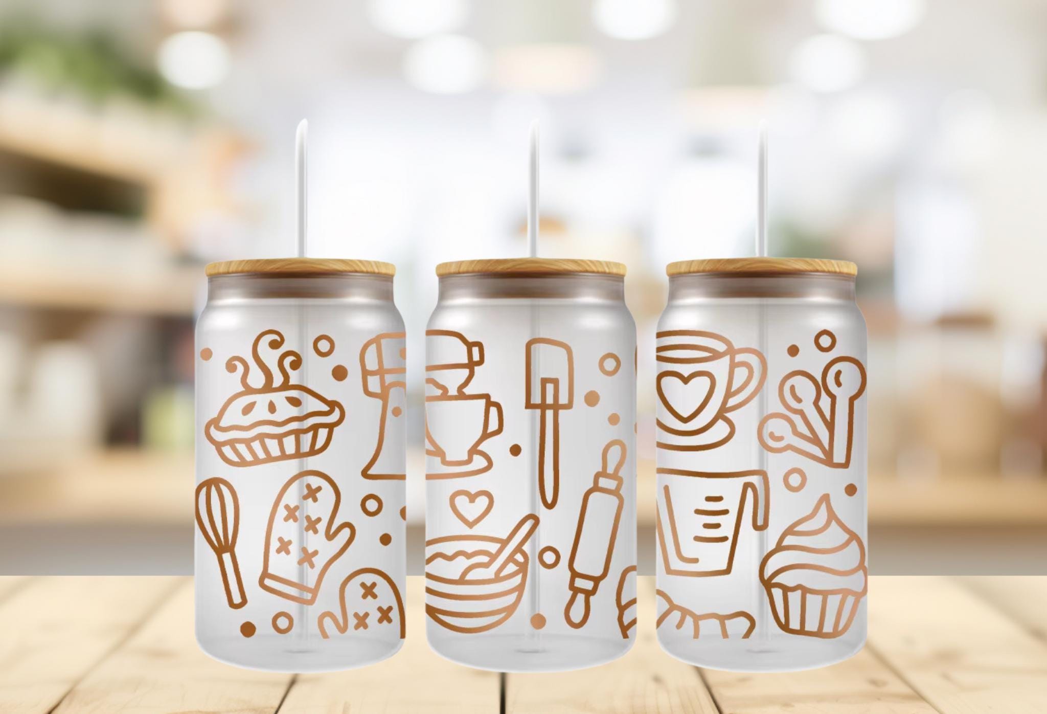 Baking Theme UV DTF 16oz Wrap: Tumbler Decal