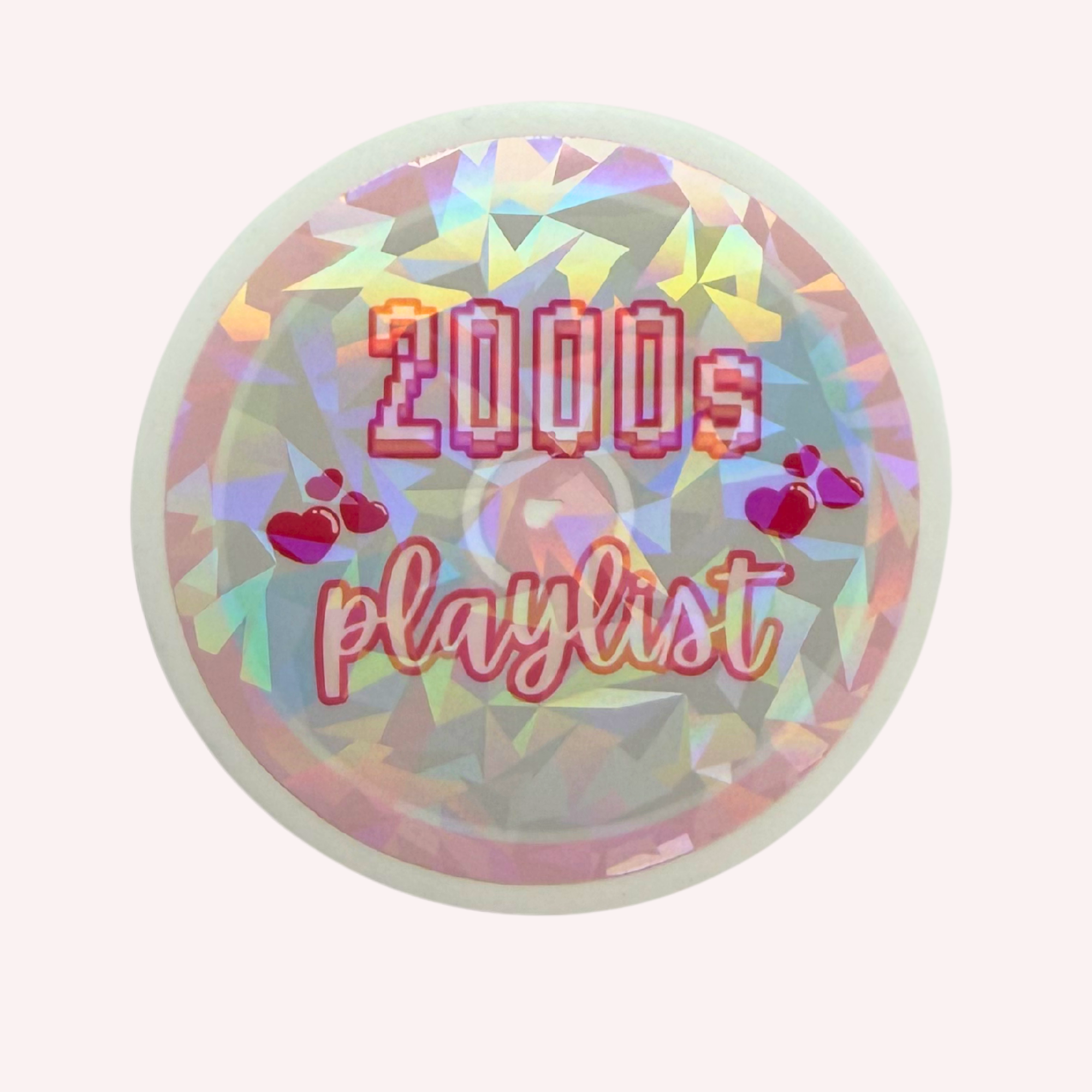 Retro 2000s Playlist CD Sticker | Pink & Silver Y2K Holographic Vinyl Sticker | Music Lover Laptop Decal | Water-Resistant Sticker