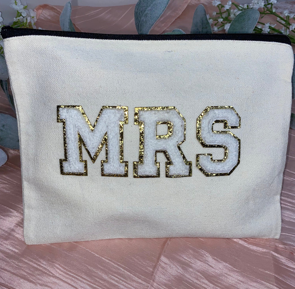 Chenille Patch Mrs. Cosmetic Bag (9x7 inches)