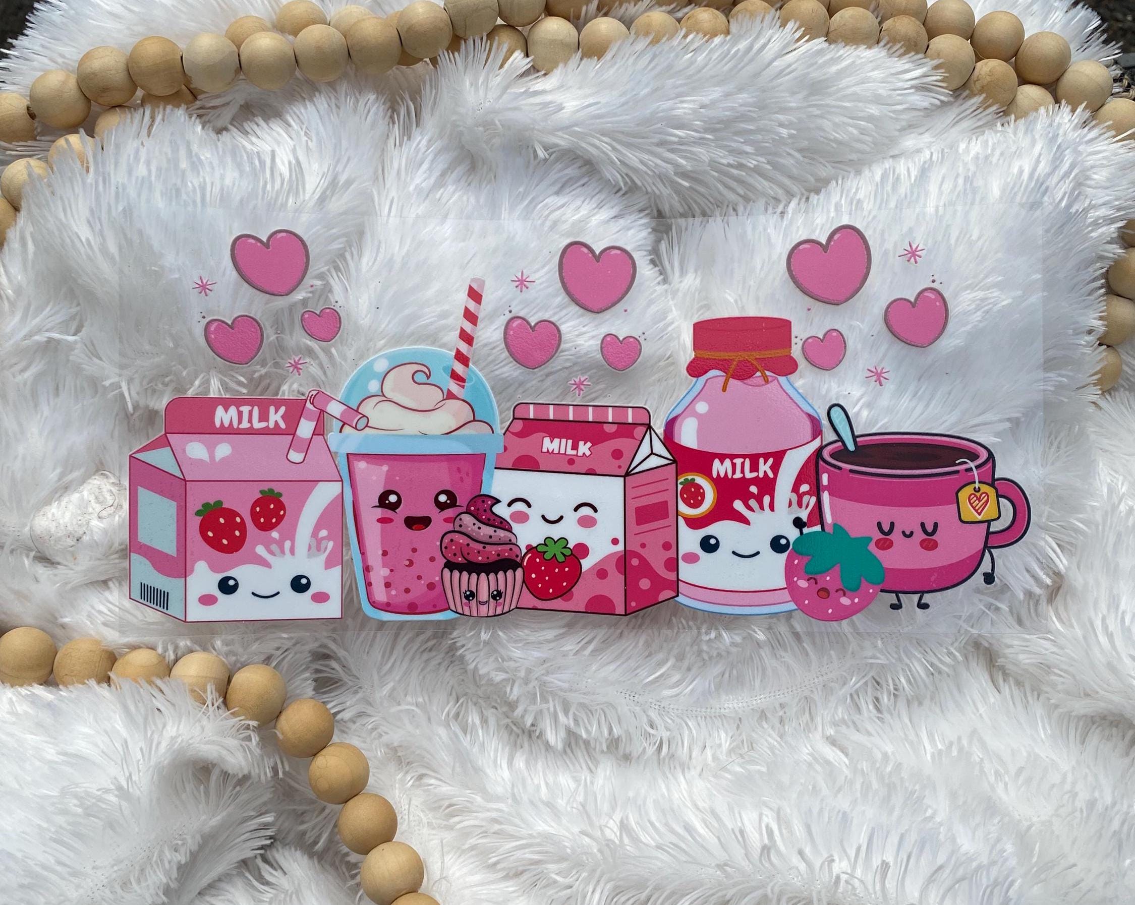 Cute Milk Theme, UV DTF 16oz wrap, Milk & Tea