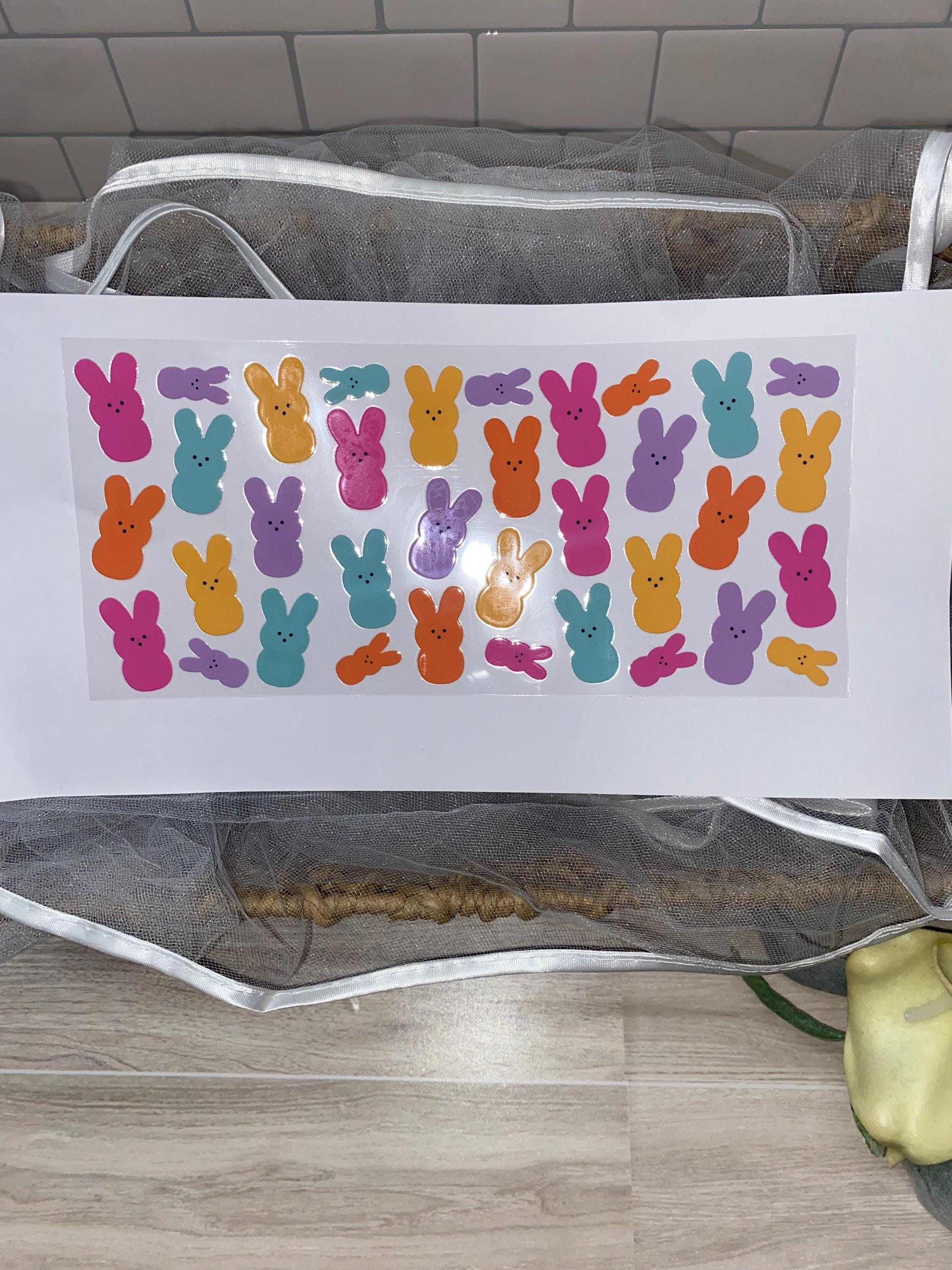 Easter Peeps UV DTF Wrap, Colorful 16oz Cup Decal
