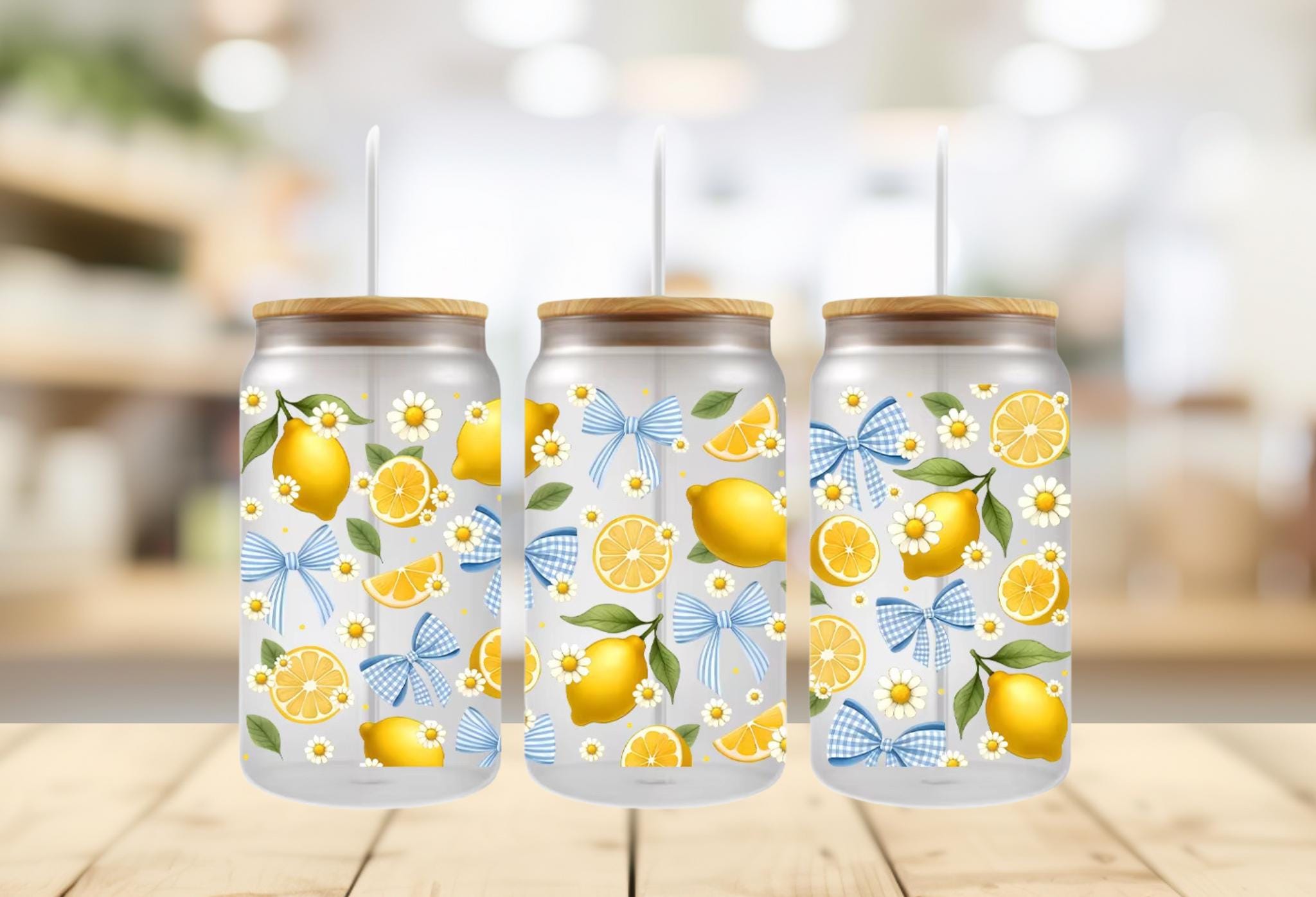 Lemon, Summer Loving, Lemons and Bows,  UV DTF 16 oz wrap