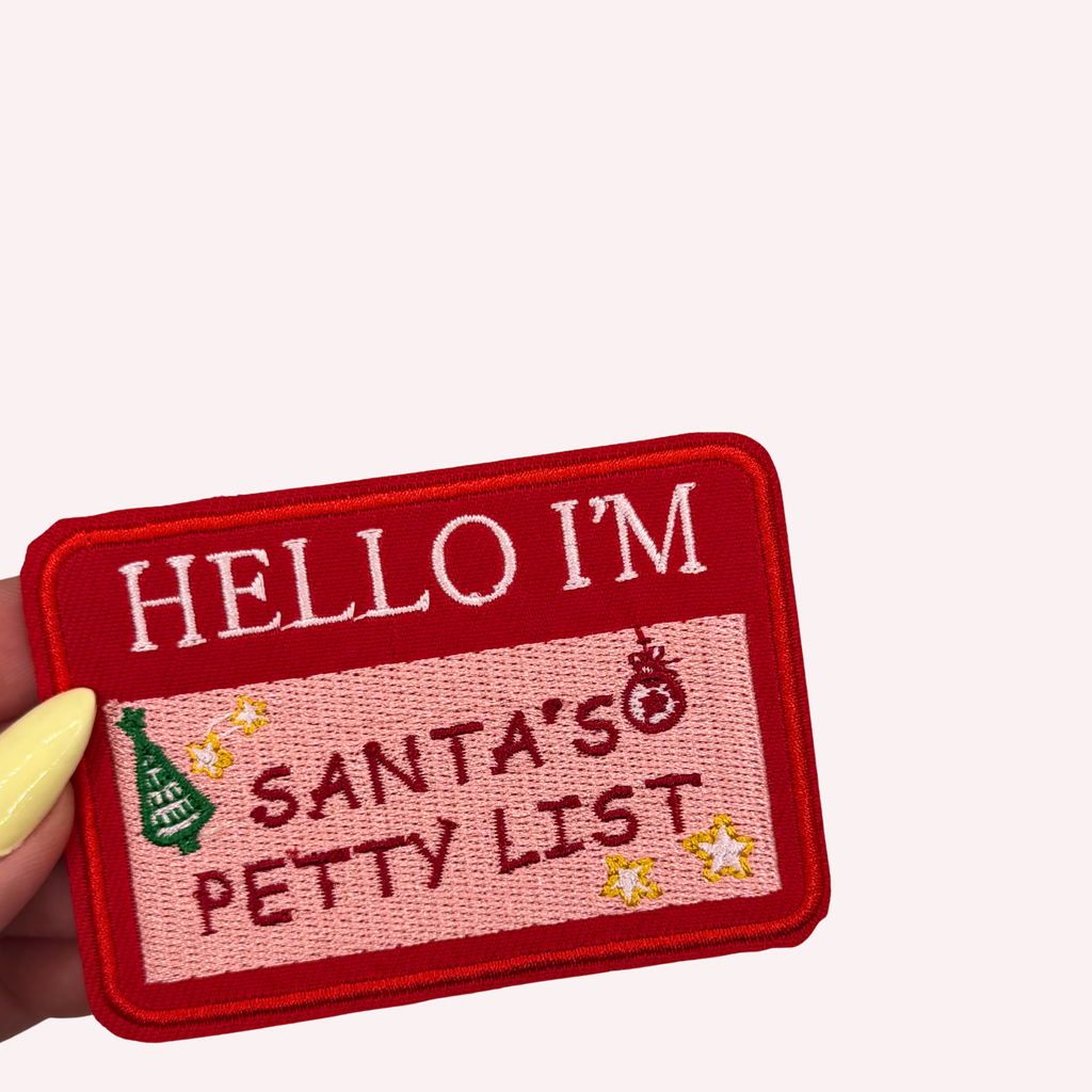 Santa’s Petty List Embroidered Iron-On Patch – Funny Christmas Patch, Holiday Humor Patch, Cute Festive Jacket & Bag Patch
