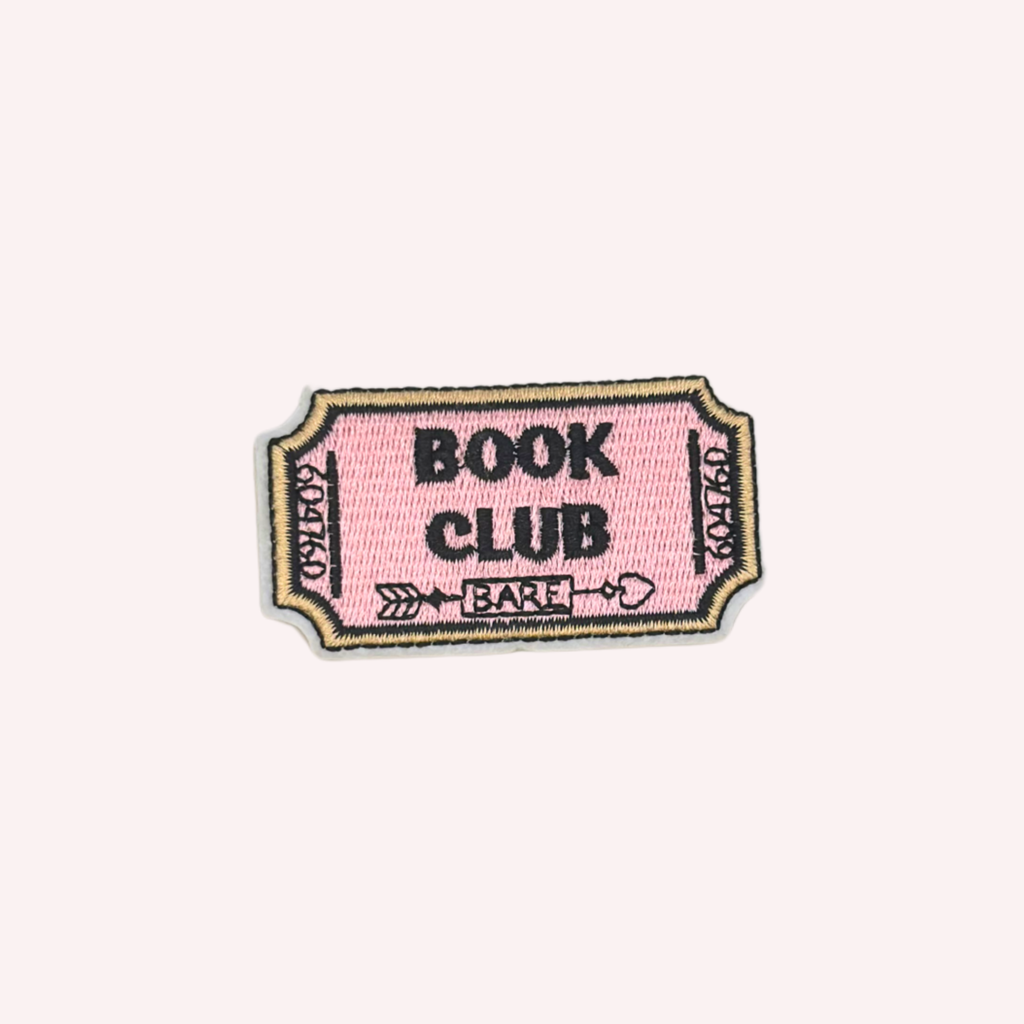 Book Club Embroidered Iron-On Patch – Pink Book Lover Patch, Reading Patch, Bookish Gift, Reader Jacket & Tote Bag Patch