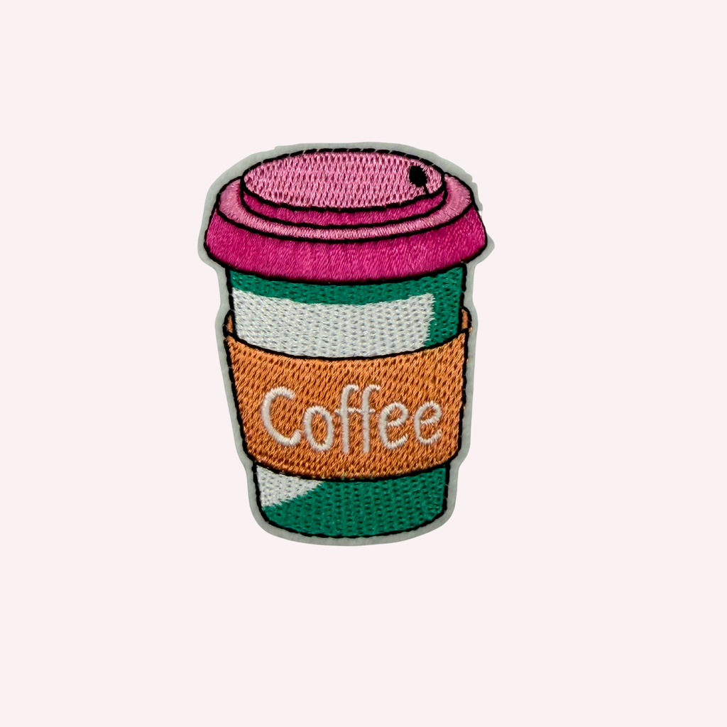 Colorful Coffee Cup Embroidered Iron-On Patch, Cute Coffee Lover Patch, Café Patch, Backpack & Jacket Patch