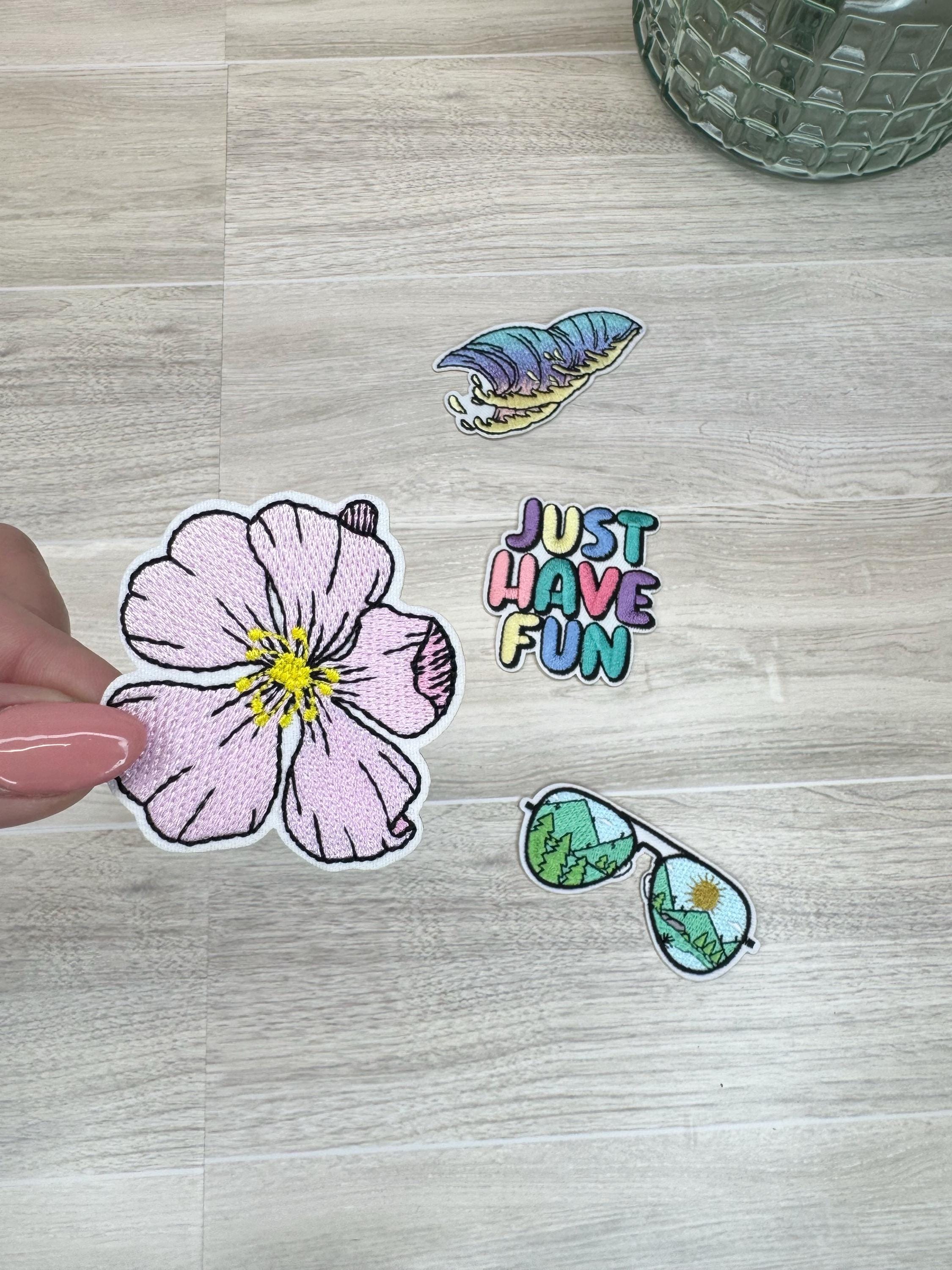 Beach, Just have fun Embroidered Iron On Patch – Surf & Summer Vibes, iron on patches- 4 piece set