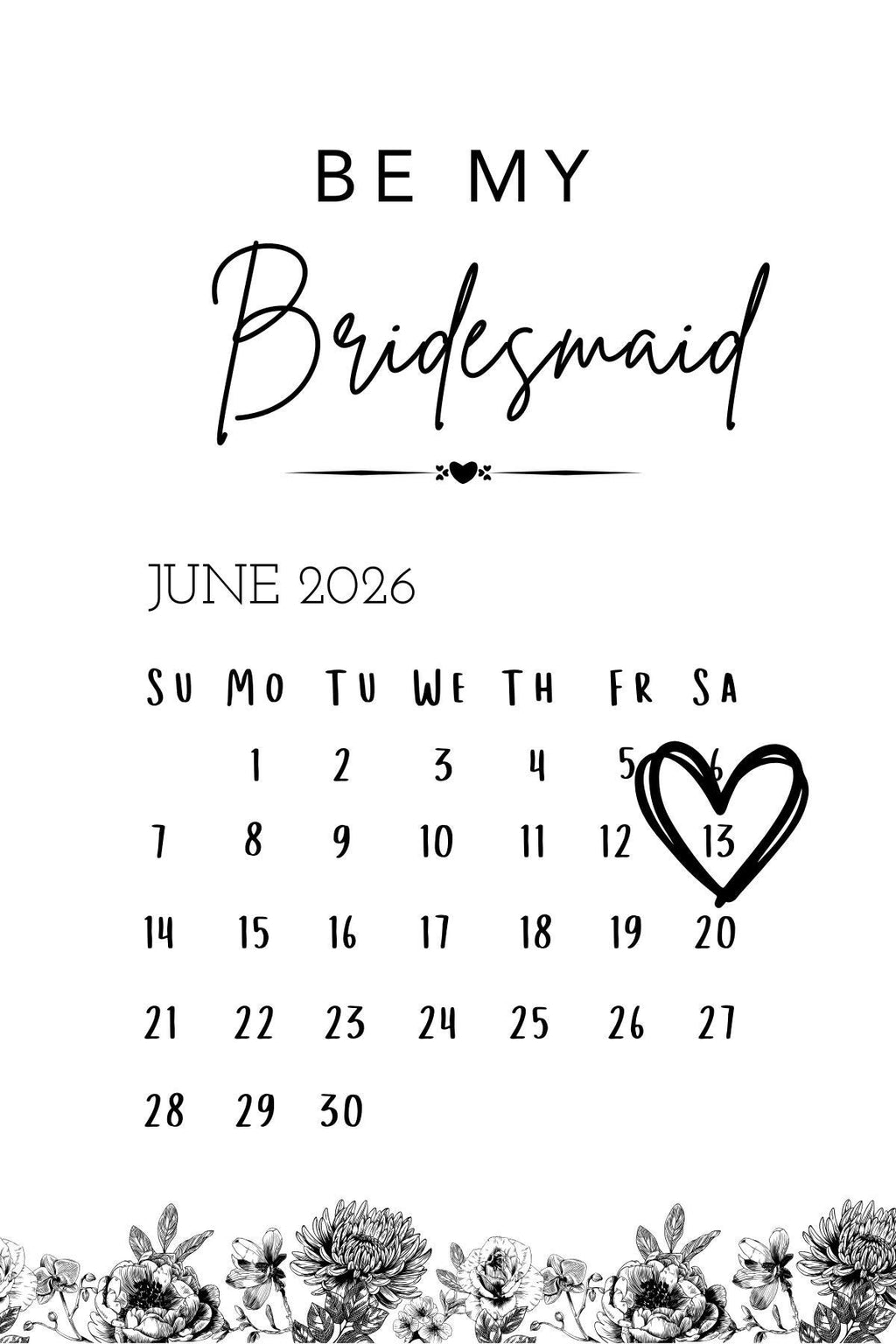 Personalized Save the Date Card / Bridesmaid Proposal (4x4 inches)