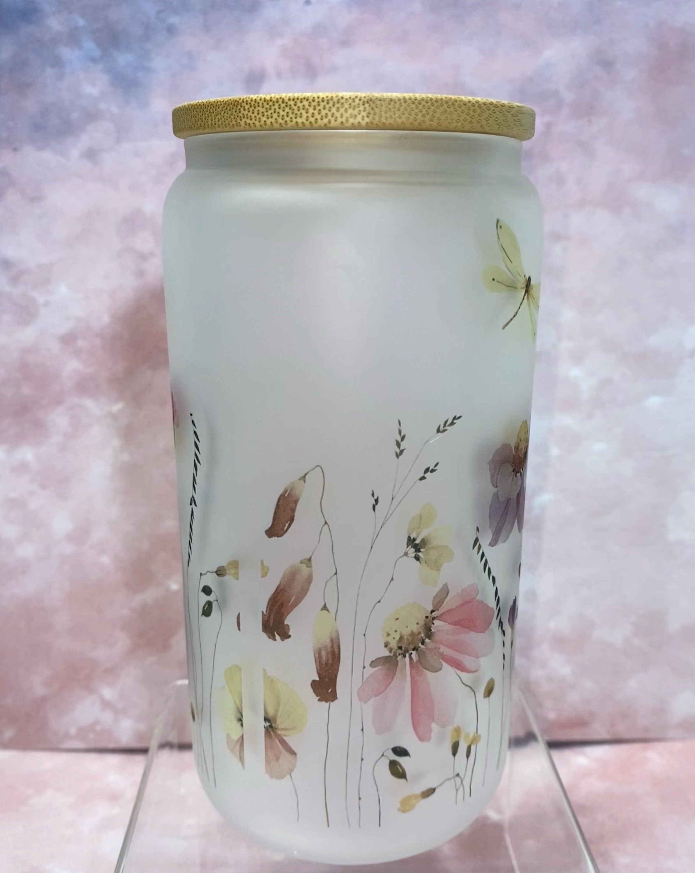 wildflower frosted beer glass