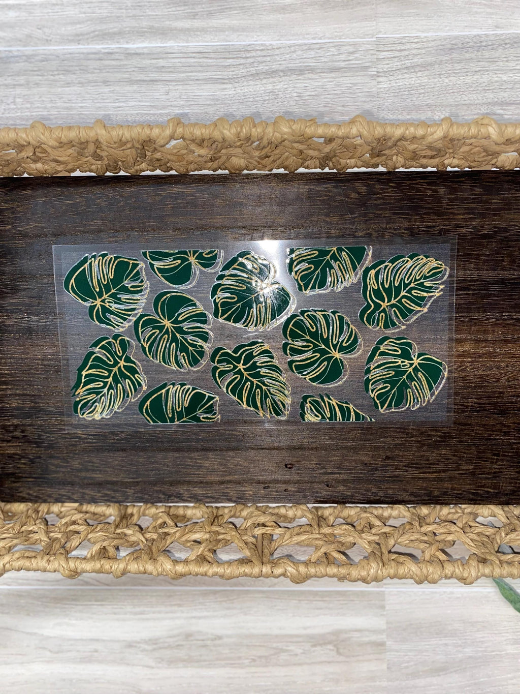 Monstera Green Leaves UV DTF 16oz Cup Wrap