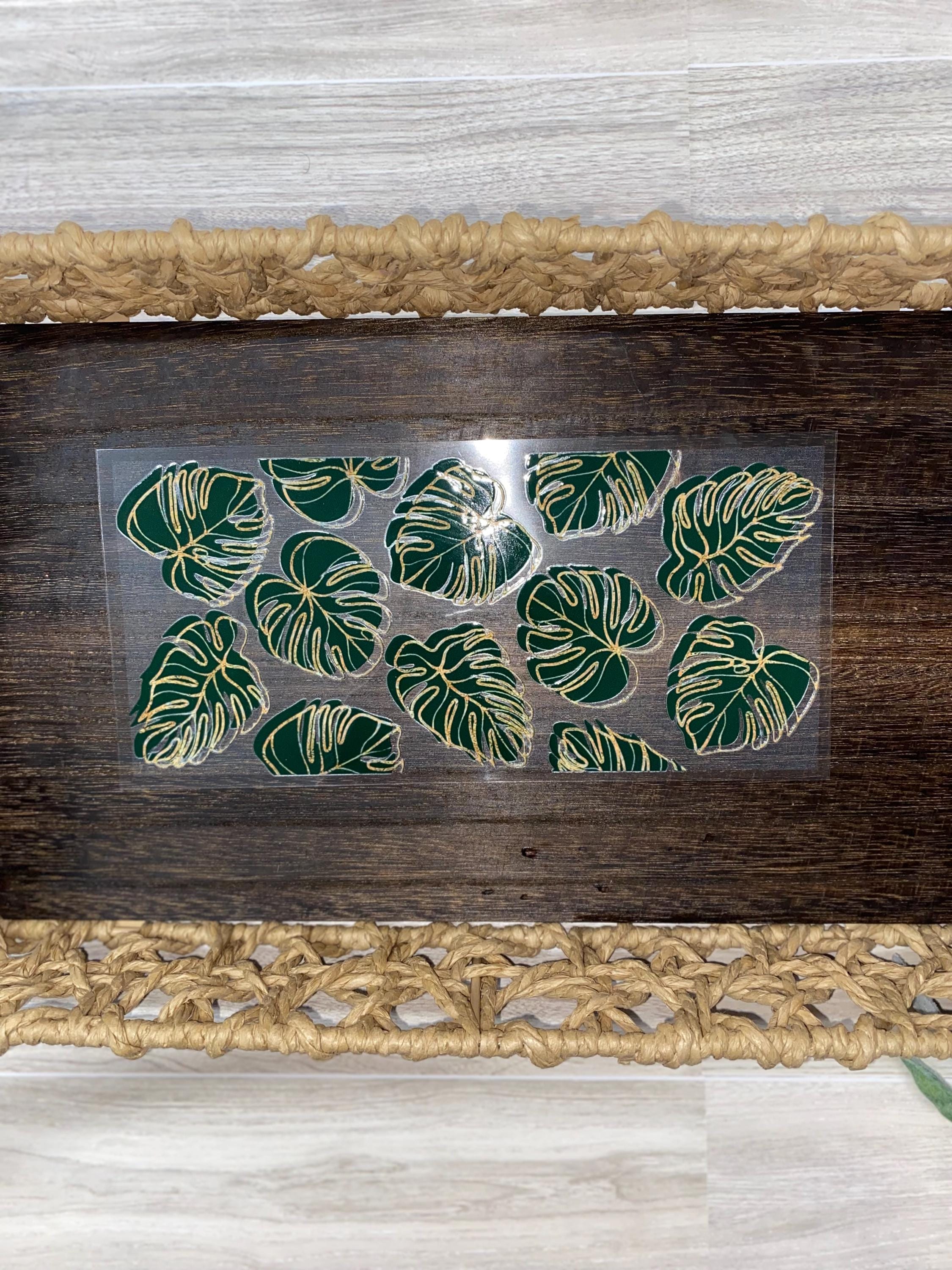 Monstera Green Leaves UV DTF 16oz Cup Wrap