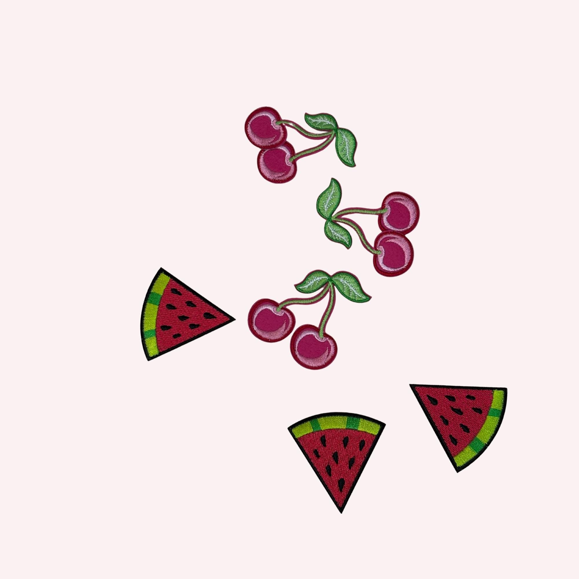 Cherry & Watermelon Patch Set | Fruit-Themed Iron-On Embroidery (2–3.5”)