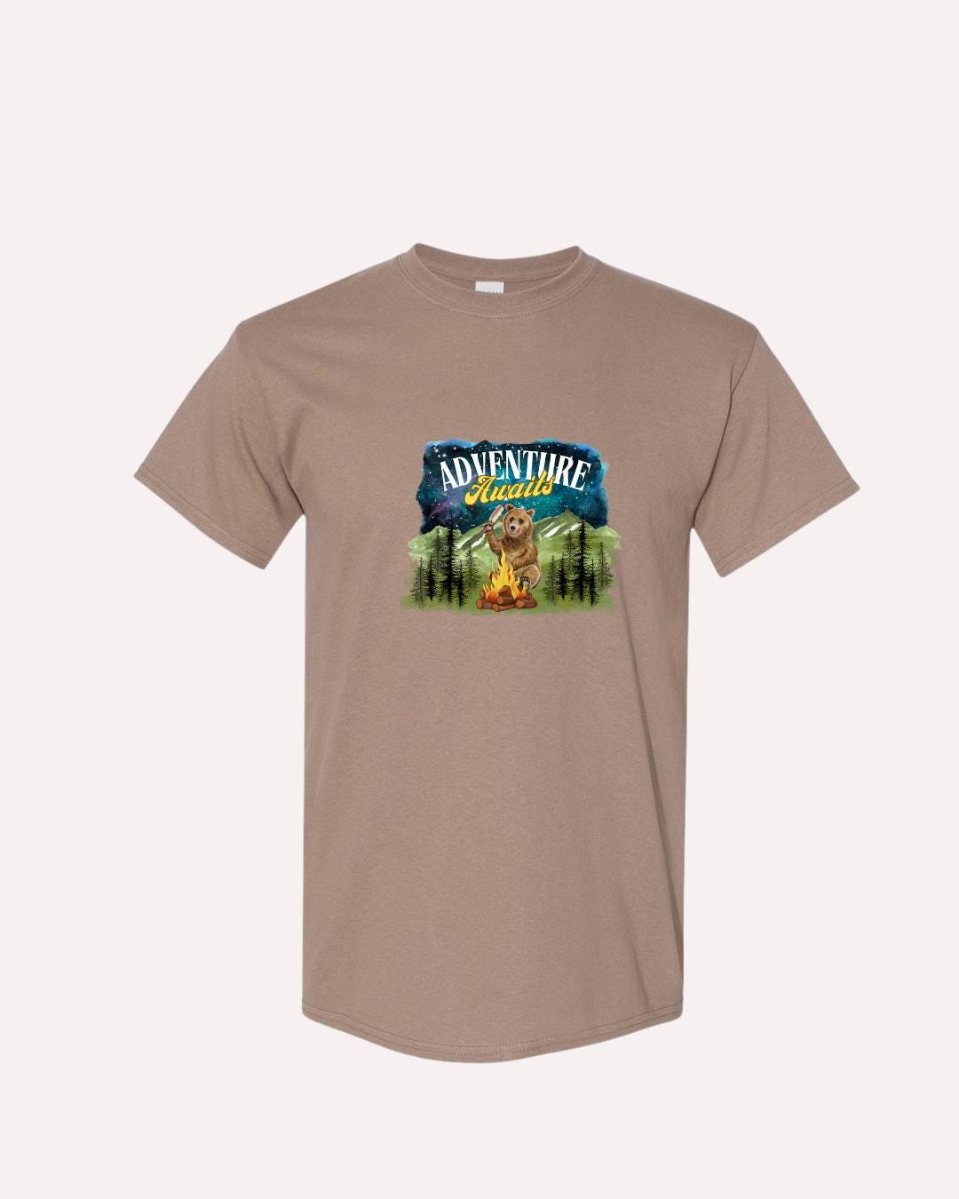 Camping Bear T-Shirt: Adventure Awaits, Campfire Humor