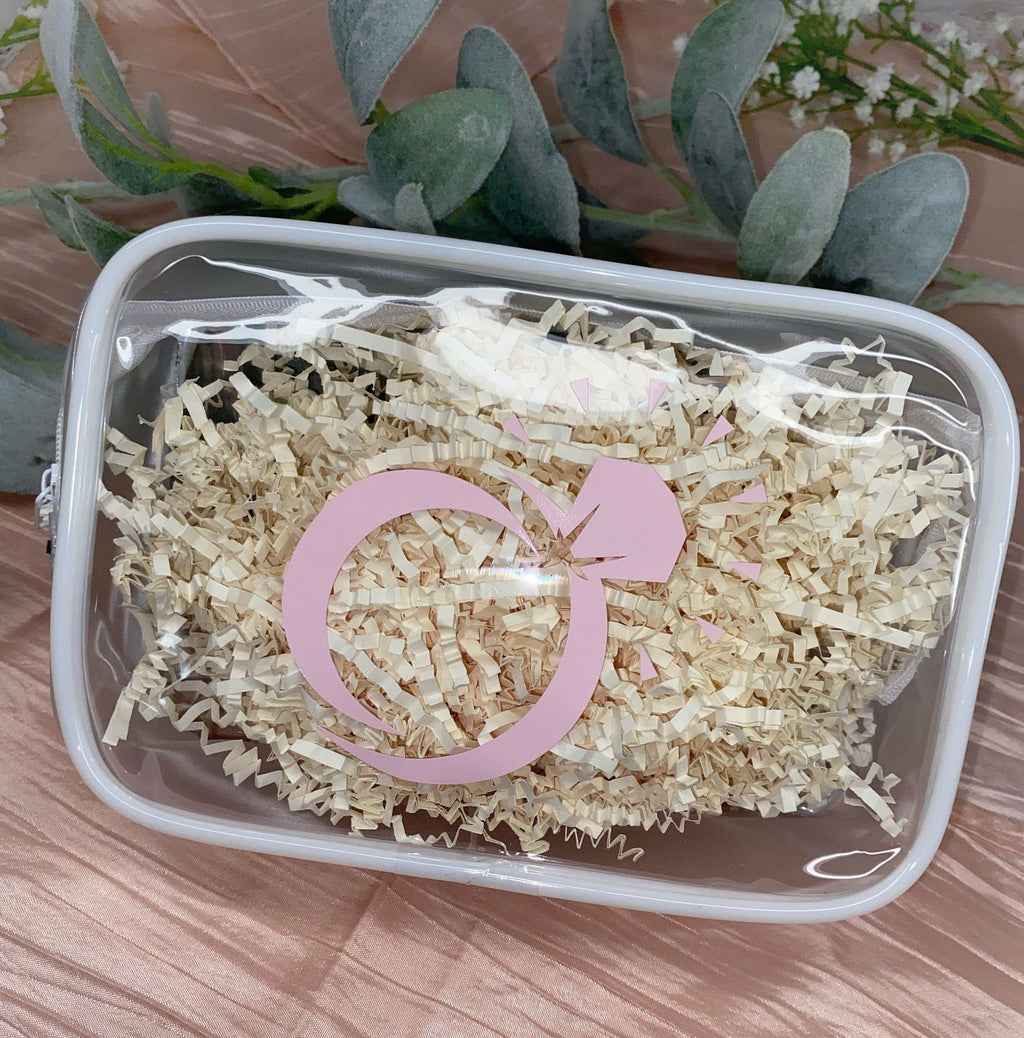 Custom Bride-to-Be Clear Makeup Bag,  “I Do” Design