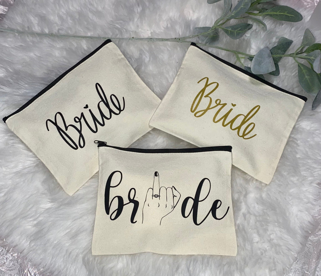 Bride Cosmetic Bag – Canvas pouch with Engagement Ring Design