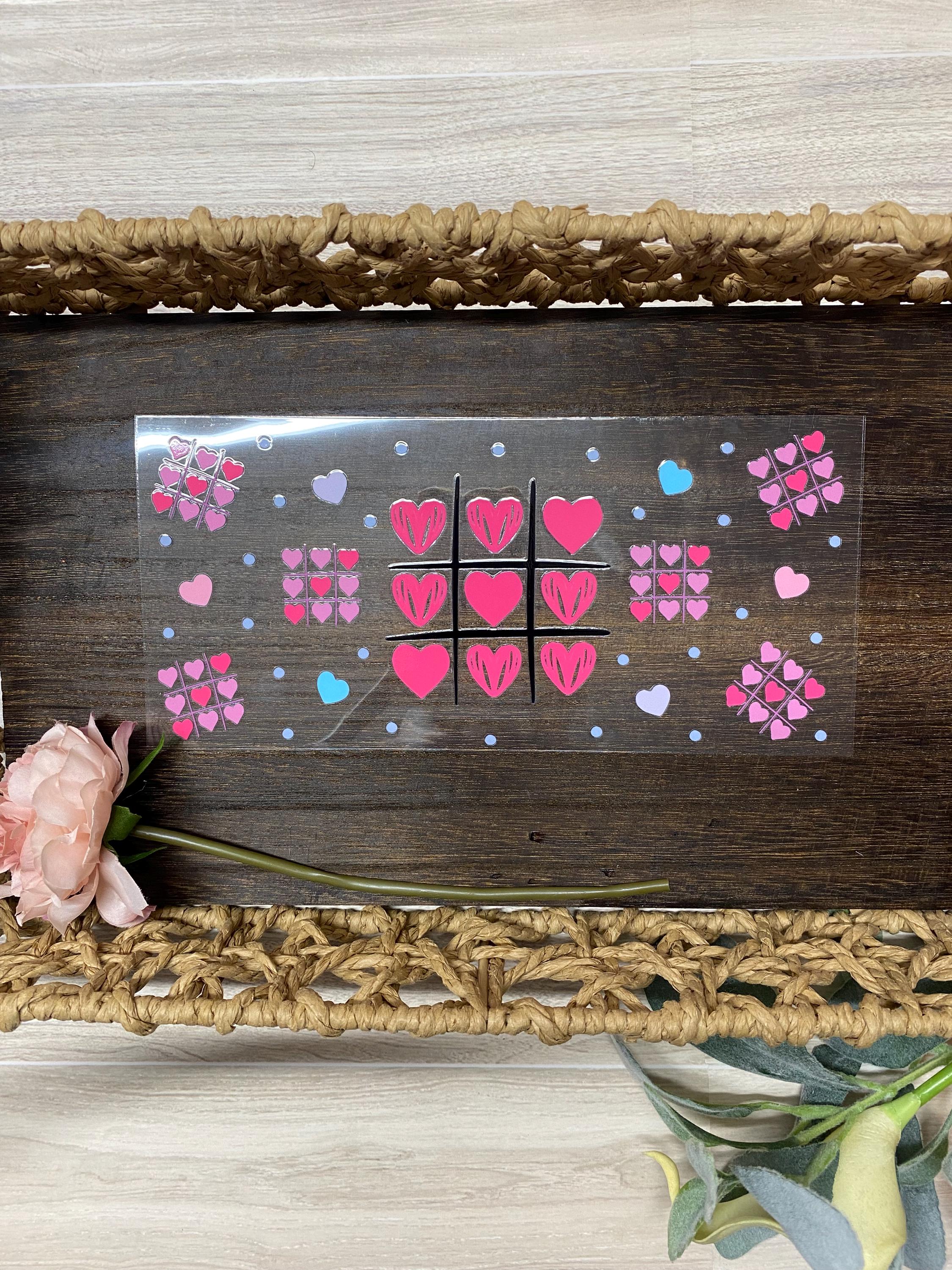 Valentine's Hearts Tic-Tac-Toe UV DTF 16oz Cup Wrap