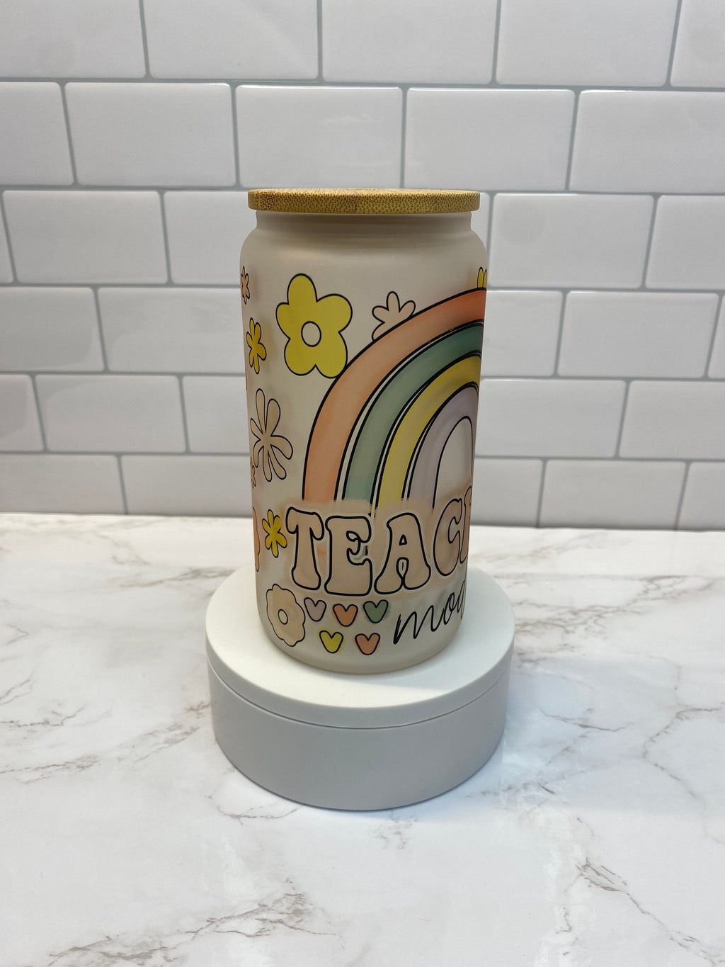 Teacher Mode Frosted Beer Can Glass - pastel colors