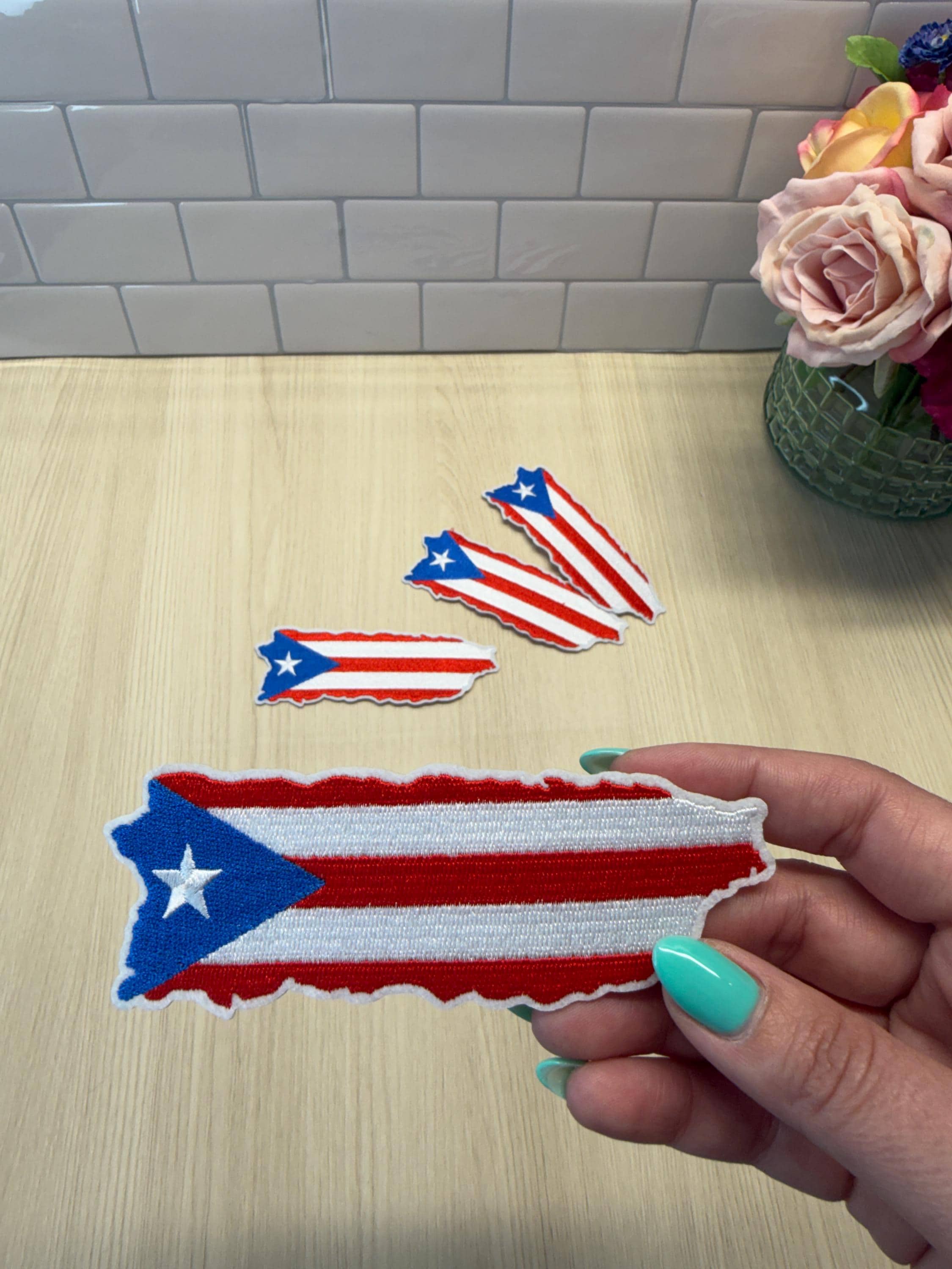 Puerto Rico Flag Patch – Island Shape Embroidered Iron-On Patch | Boricua Pride | 3.5” Puerto Rican Flag Patch | Travel & Heritage Patch