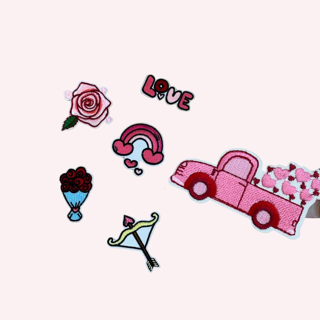 Valentine’s Day Patch Set of 6 | Cute Embroidery Iron-On Appliques (2.5–3”)