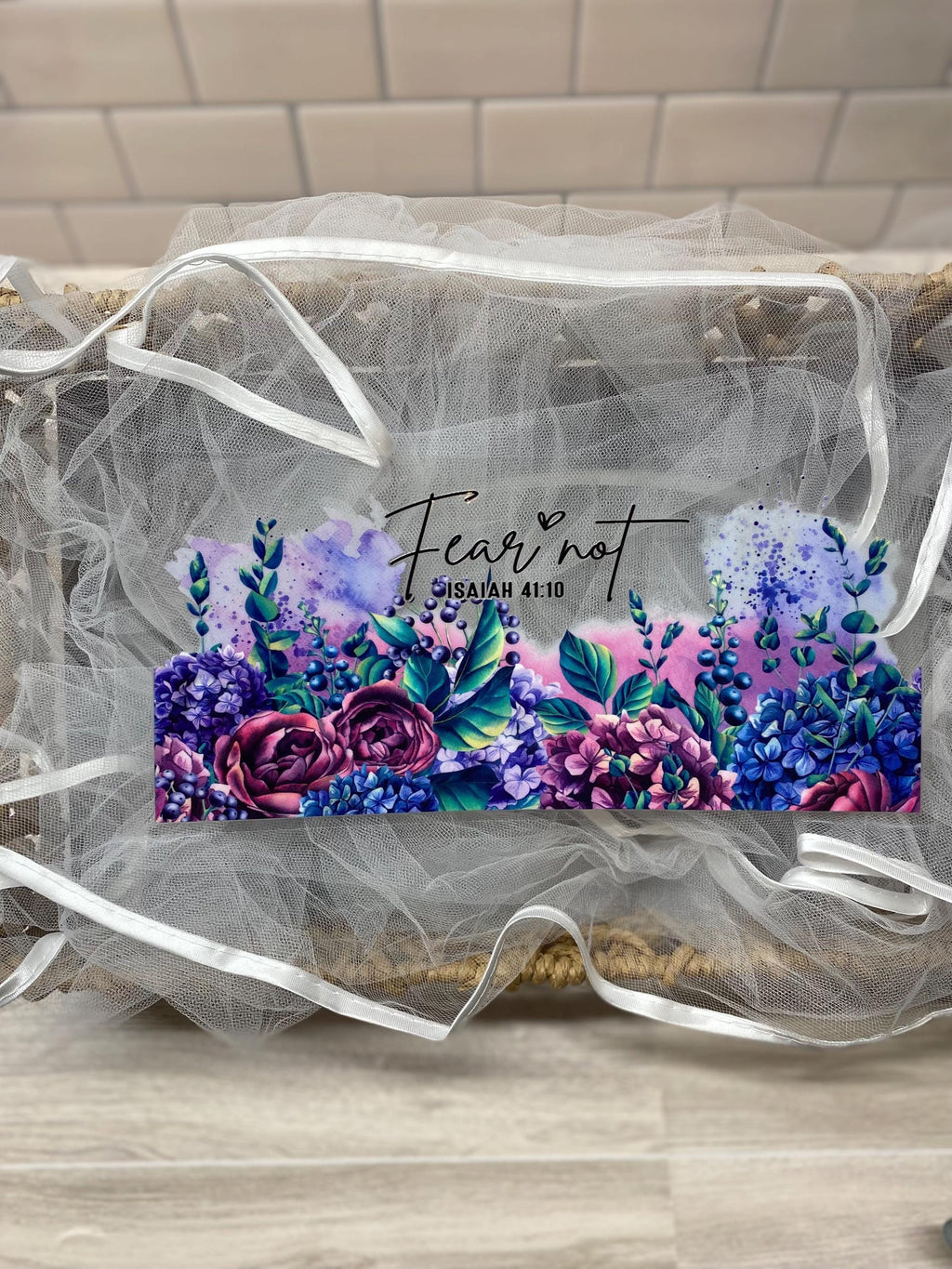 Isaiah 41:10 Floral UV DTF Wrap, 16oz Glass Can Transfer